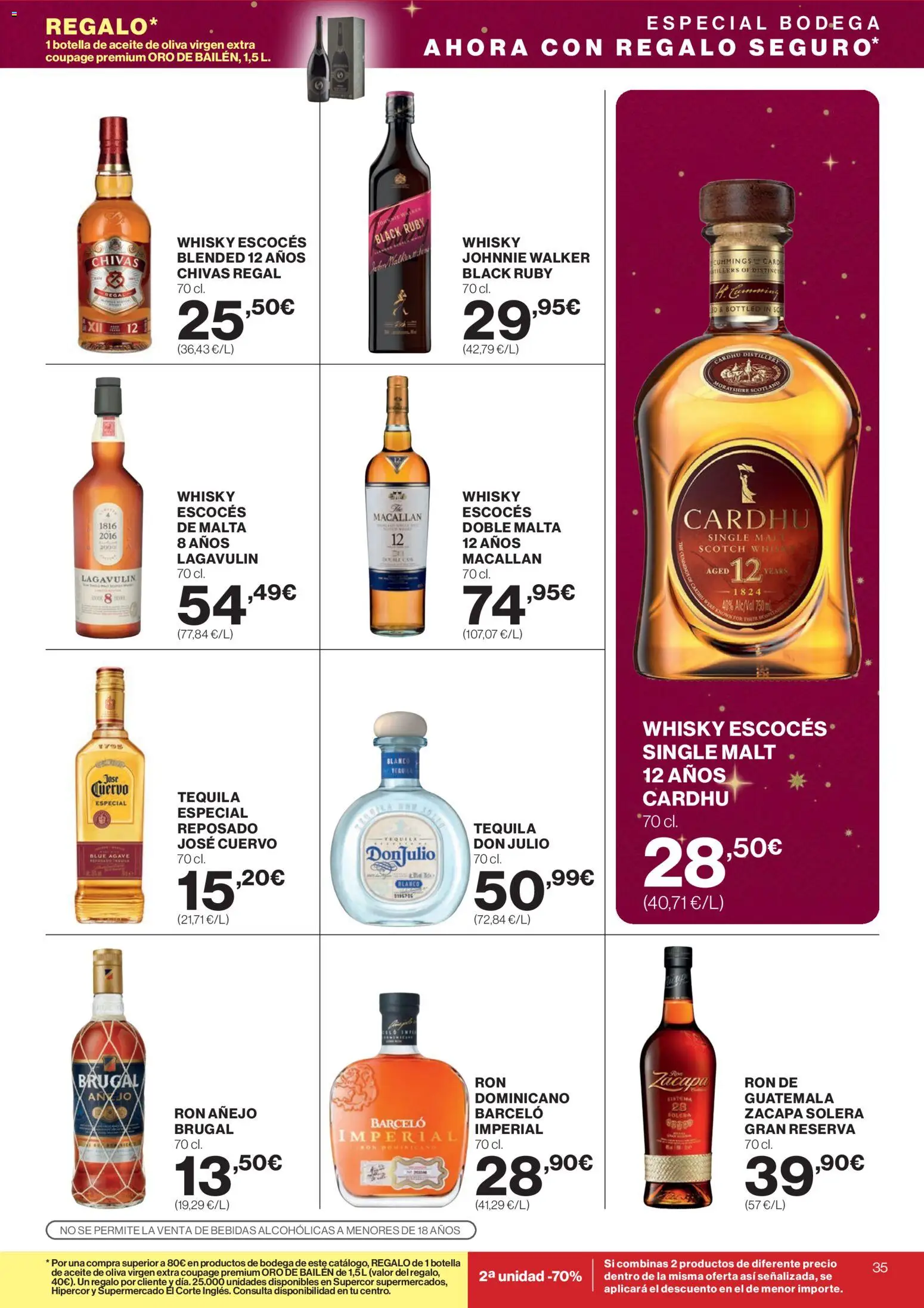Supercor folleto │ válido desde el 18.12.2025 | Página: 35 | Productos: Ron, Aceite, Whisky, Aceite de oliva virgen extra