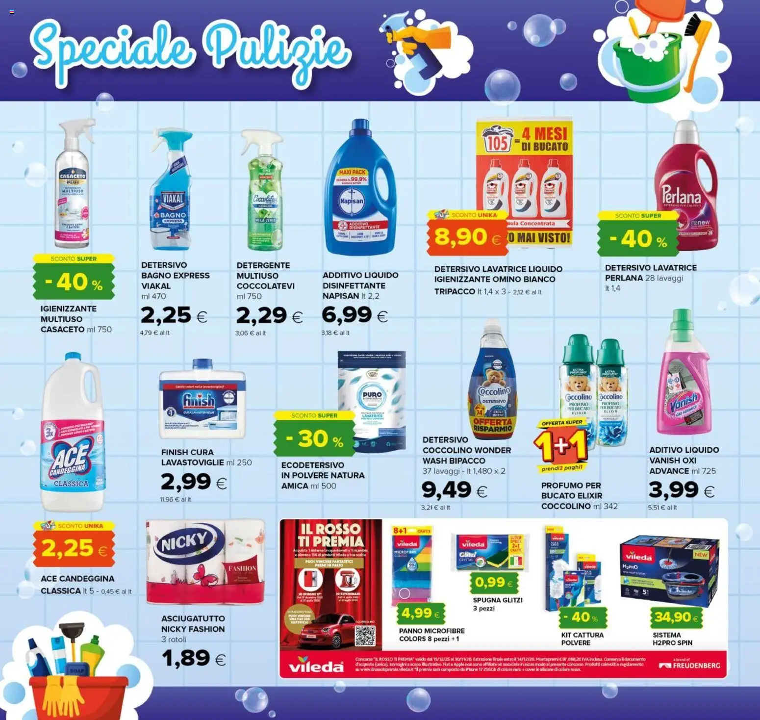 Volantino Oasi del 07.04.2026 | Pagina: 20 | Prodotti: Spugna, Candeggina, Lavatrice, Profumo