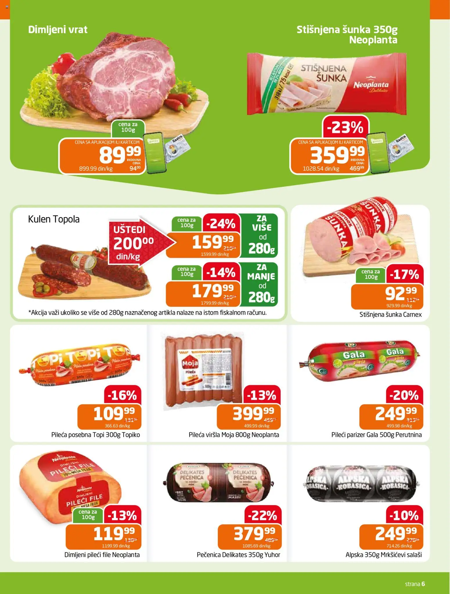 Gomex katalog - važi od 29.04.2026 | Strana: 6 | Proizvode: Pileći file, Kulen, Šunka, Kobasica