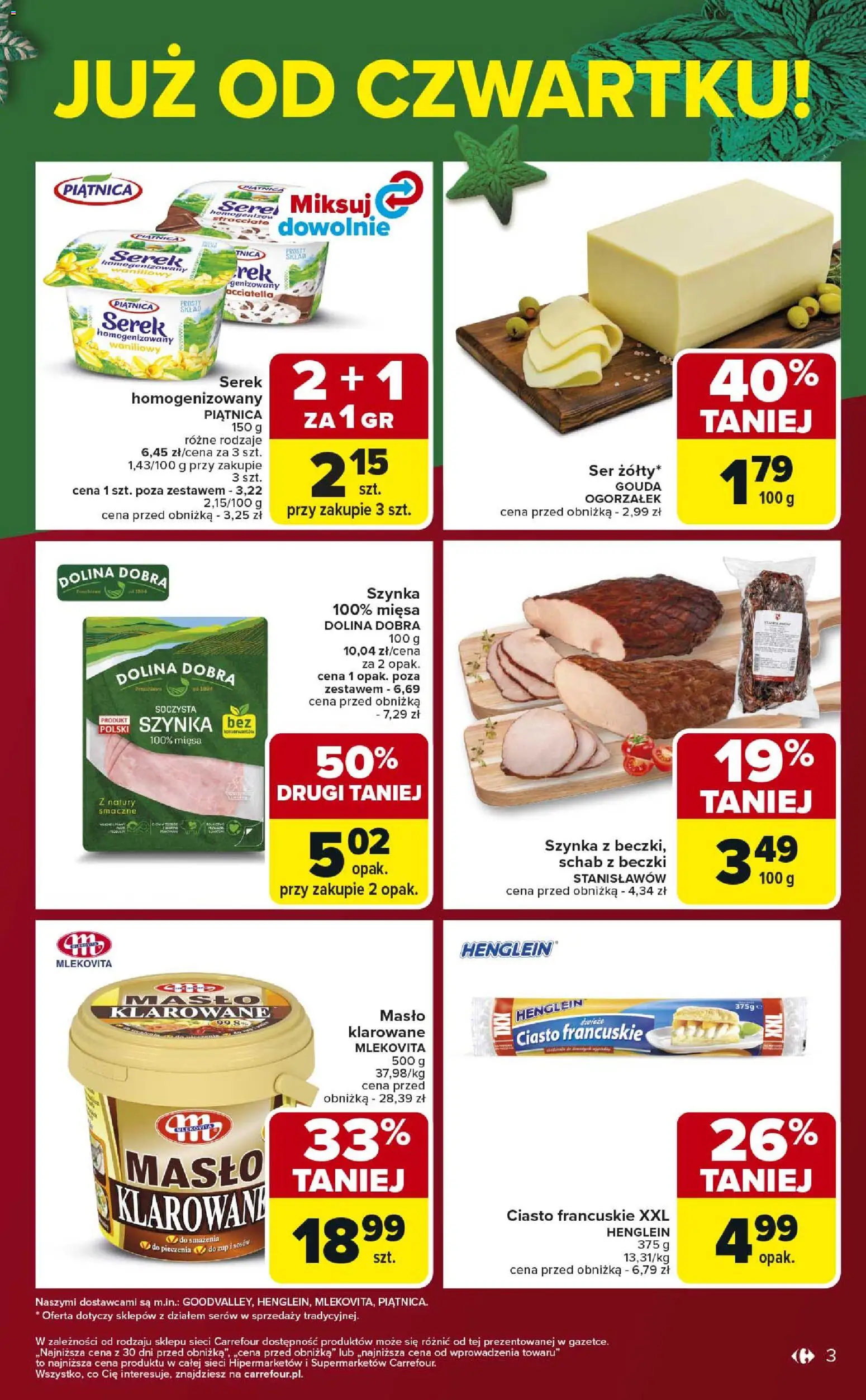 Carrefour Gazetka - Weekend okazji już od czwartku od 11.12.2025 | Strona: 3 | Produkty: Serek homogenizowany, Ciasto francuskie, Masło, Ser