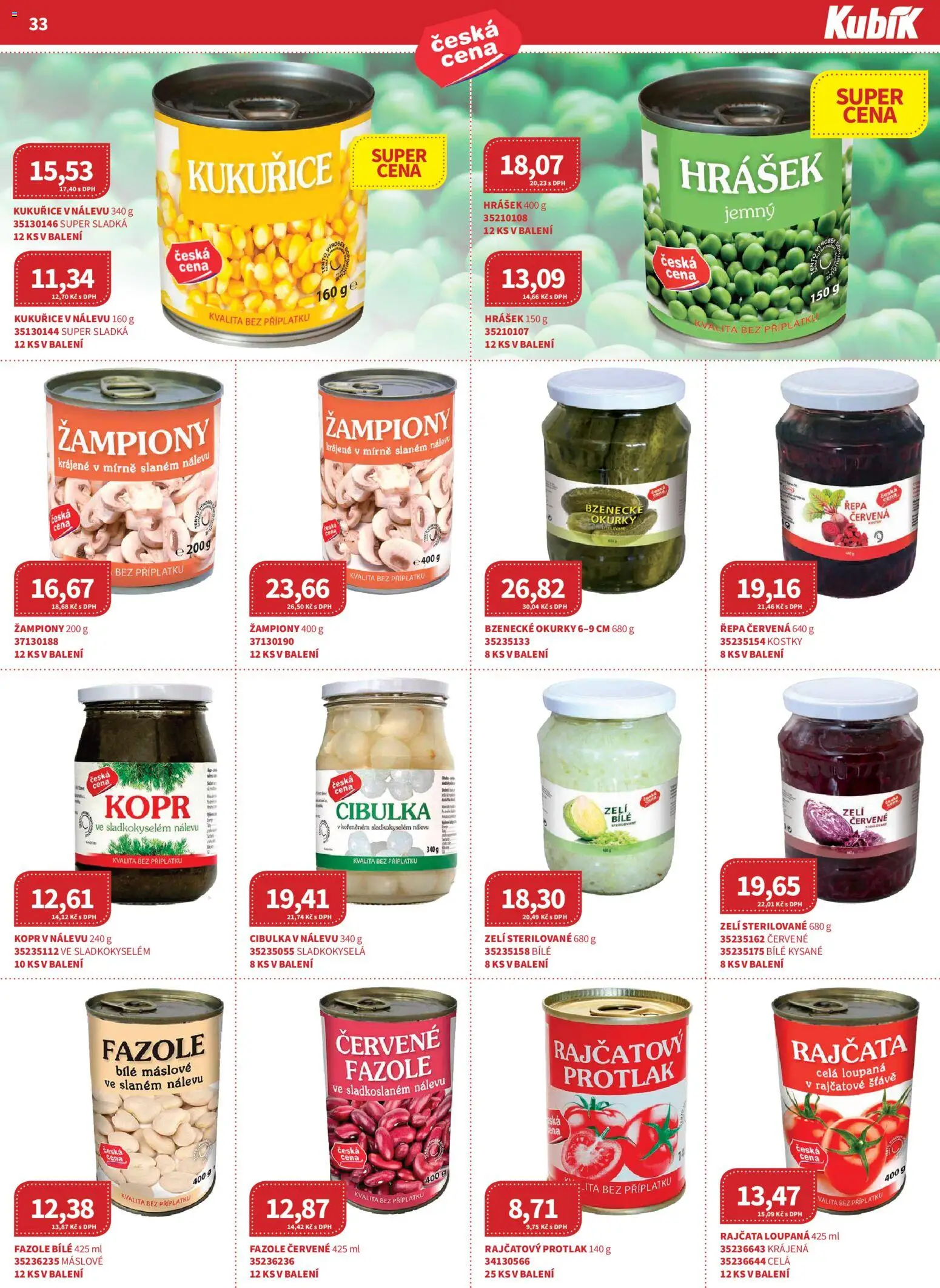 Kubík leták - Velkoobchod 04/2026 od 01.04.2026 | Strana: 33 | Produkty: Žampiony, Kopr, Fazole, Kostky