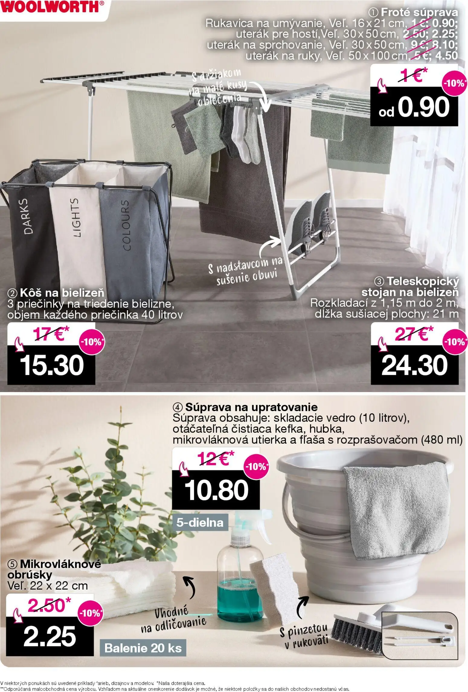 Nové Woolworth akcie – leták je platný od 09.01.2026 | Strana: 16 | Produkty: Kôš na bielizeň, Kôš, Uterák
