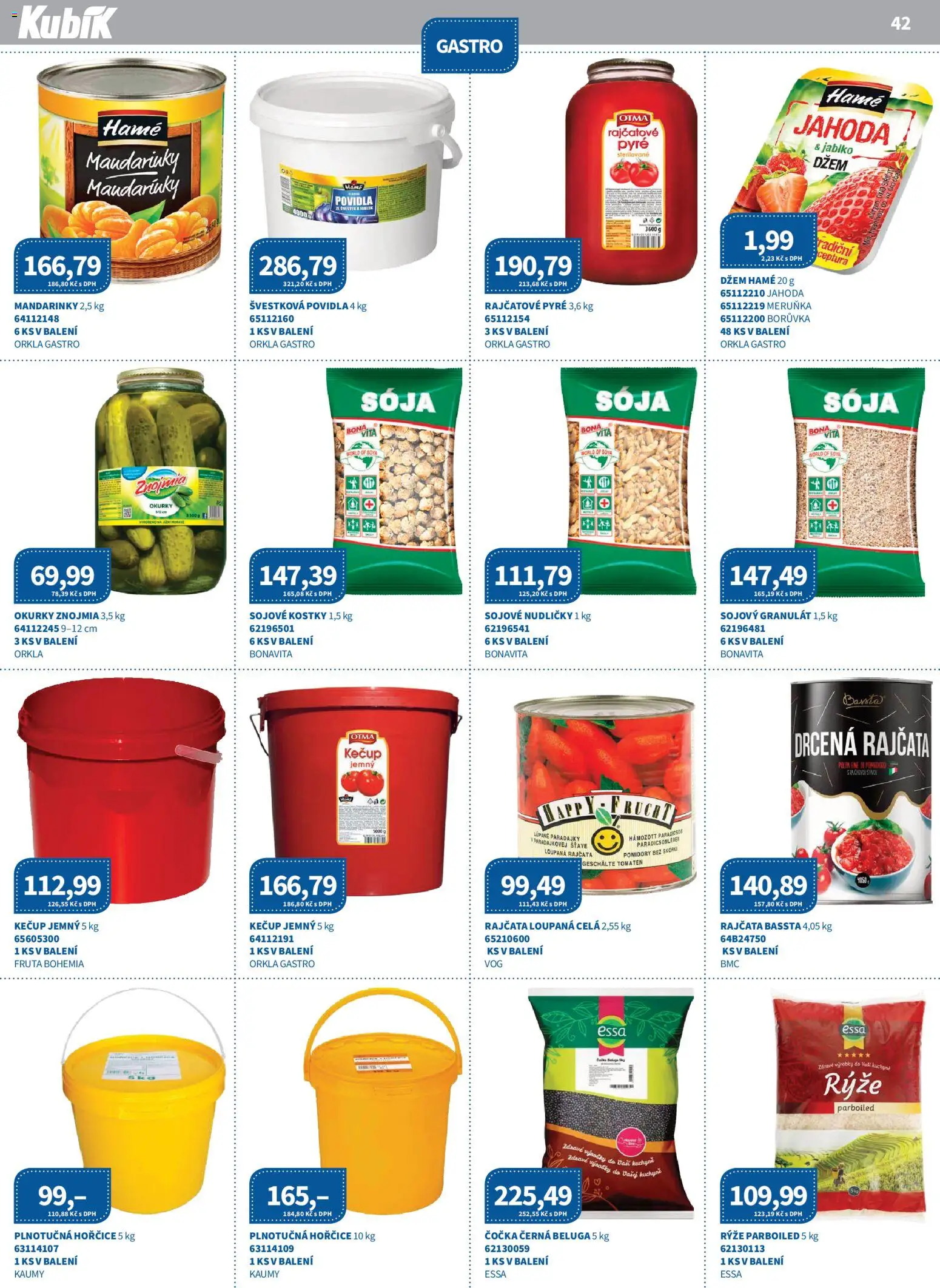 Kubík leták - Velkoobchod 04/2026 od 01.04.2026 | Strana: 42 | Produkty: Džem, Hořčice, Okurky Znojmia, Kuchyně