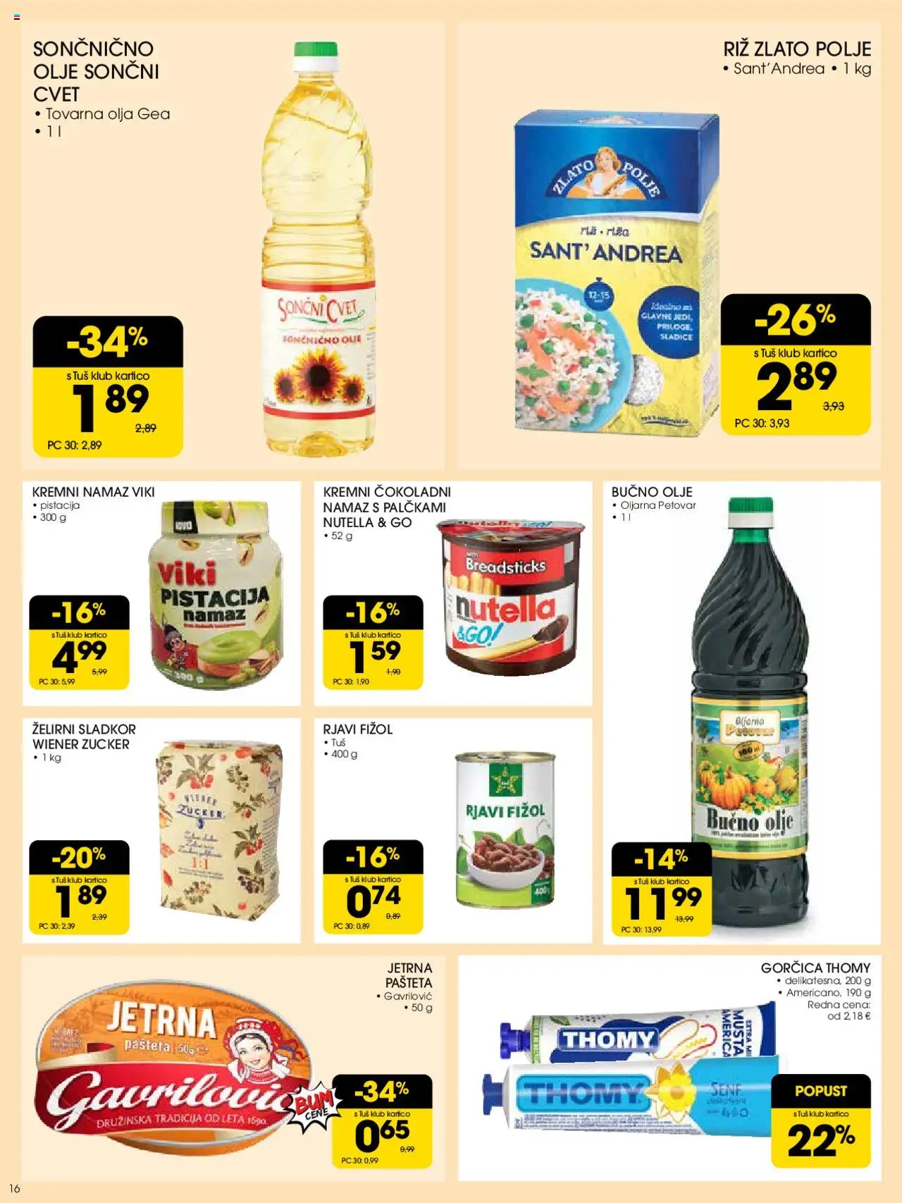 Tuš katalog │ velja od 30.07.2025 | Stran: 16 | Izdelki: Pašteta, Namaz, Gorčica, Riz