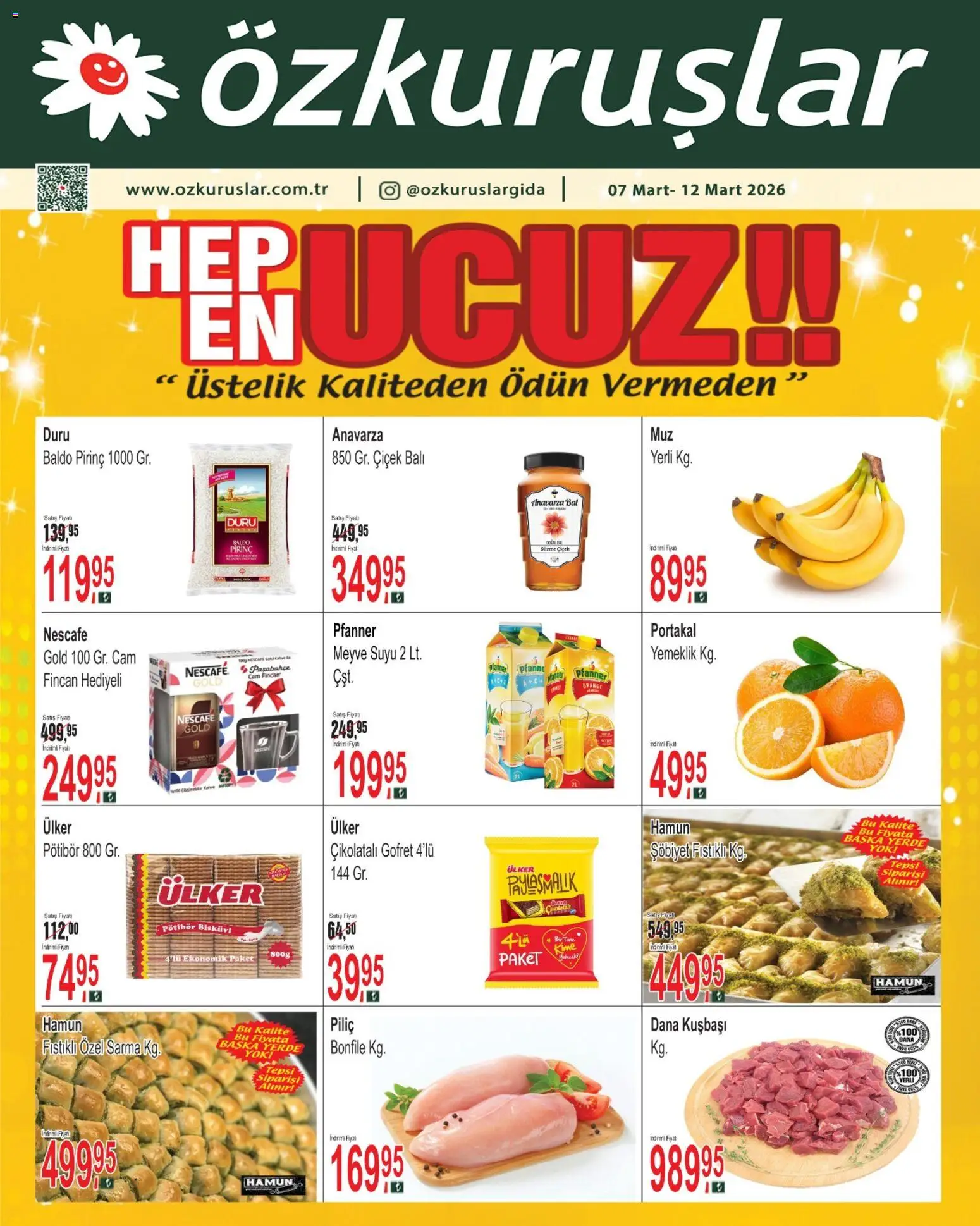 Özkuruşlar Katalog - 07.03.2026 tarihinden itibaren geçerlidir | Sayfa: 2 | Ürünler: Gofret, Pirinç, Piliç, Bisküvi
