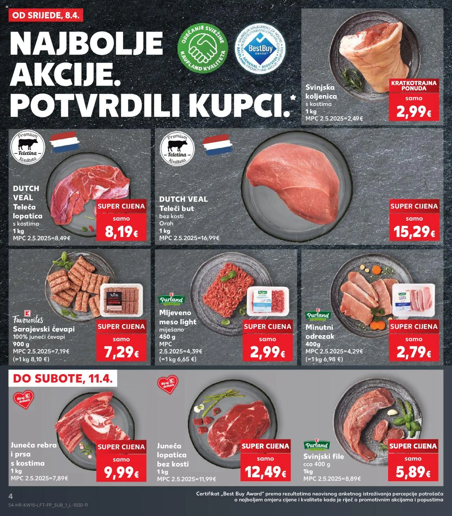 Kaufland katalog | vrijedi od 08.04.2026 | Stranica: 4 | Proizvodi: Meso, Mljeveno meso, Svinjski file, Lopatica