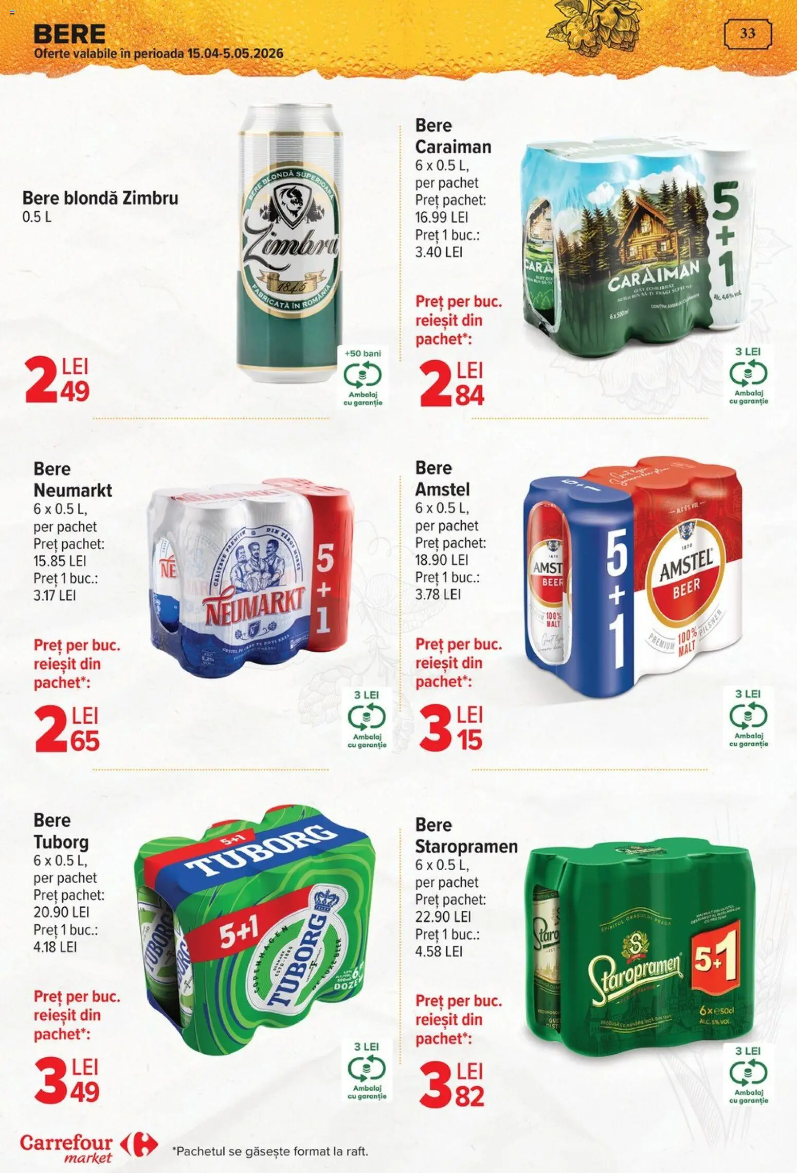 Noul catalog Carrefour – valabil de la 29.04.2026 | Pagină: 33 | Produse: Bere, Rom
