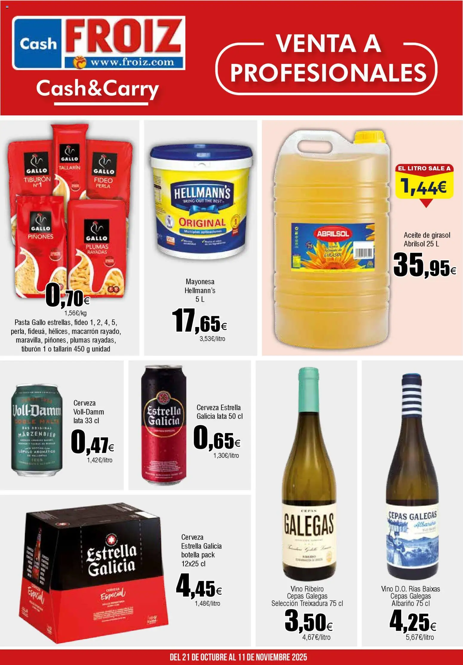 Froiz - Folleto Cash │ válido desde el 21.10.2025 | Página: 1 | Productos: Aceite, Vino, Cerveza, Aceite de girasol