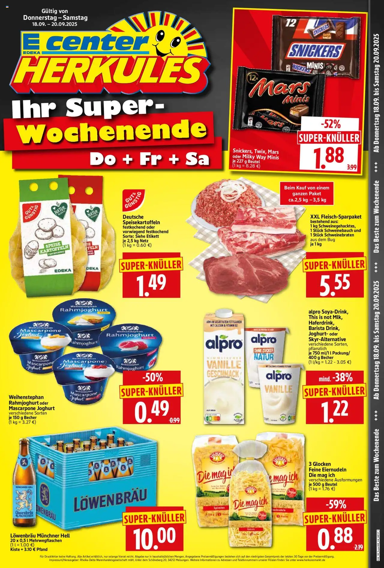 HERKULES - Sonderbeilage – gültig ab 18.09.2025 | Seite: 1 | Produkte: Schweinebauch, Alpro joghurt, Kartoffeln, Alpro