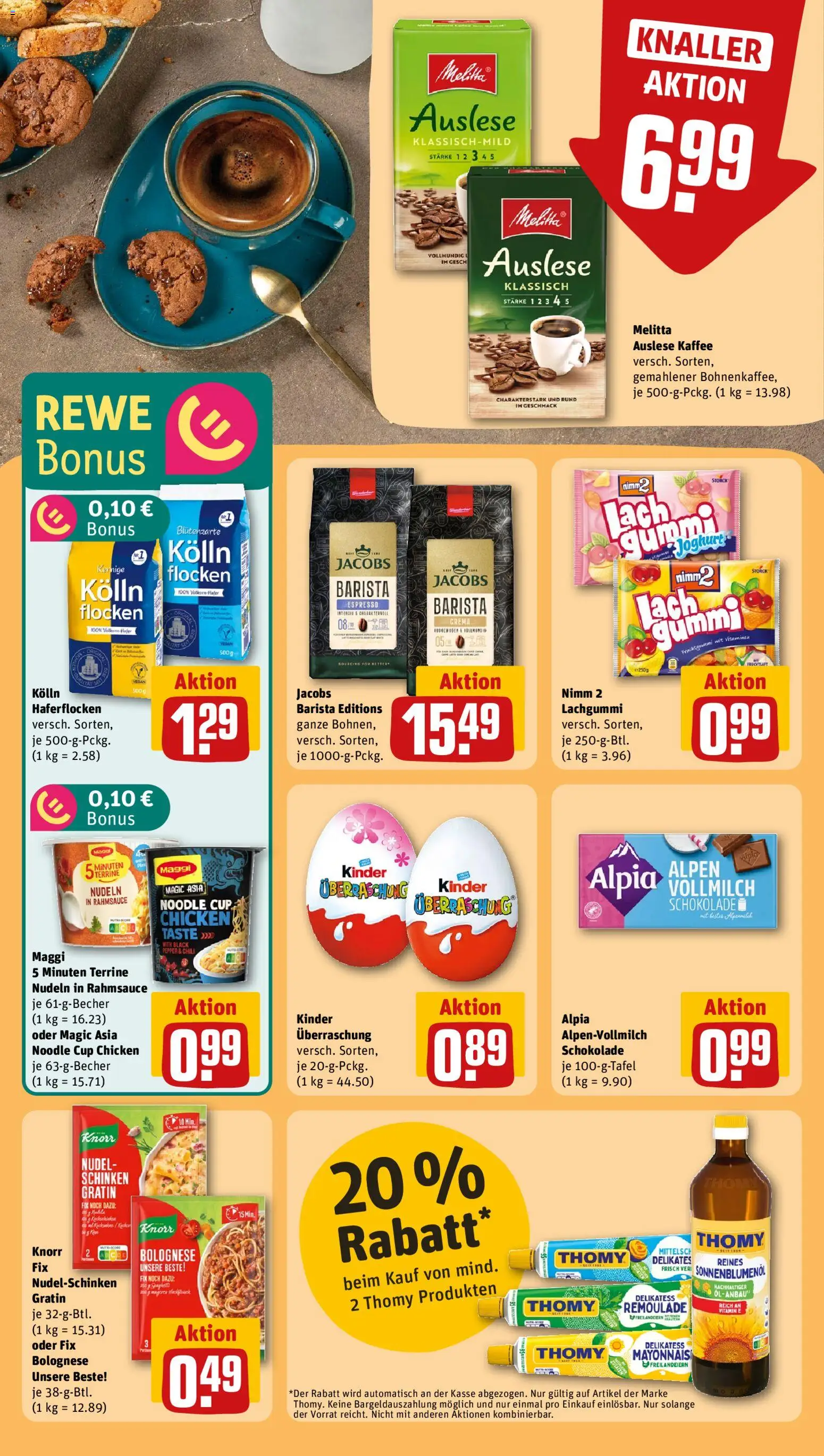 Rewe Prospekt 	 – gültig ab 19.01.2026 | Seite: 20 | Produkte: Melitta, Sonnenblumenol, Schinken, Maggi 5 minuten terrine