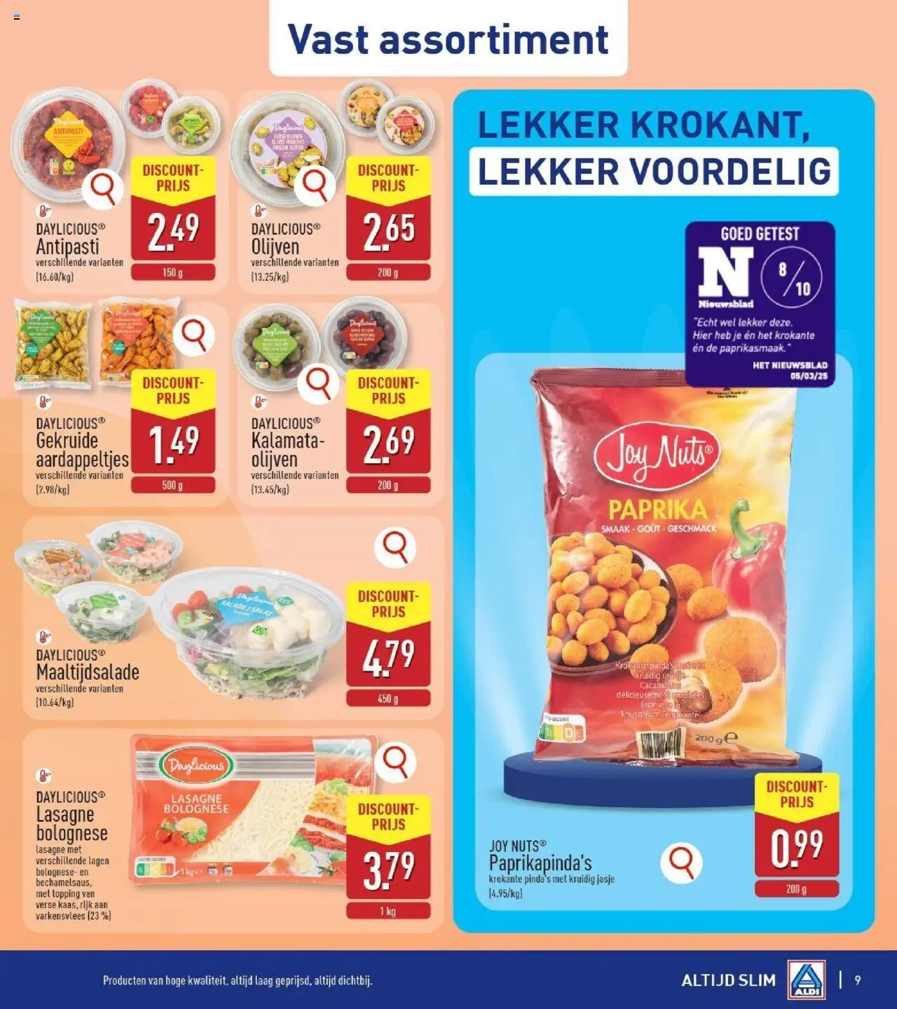  | Pagina: 9 | Producten: Varkensvlees, Lasagne, Salade, Olijven