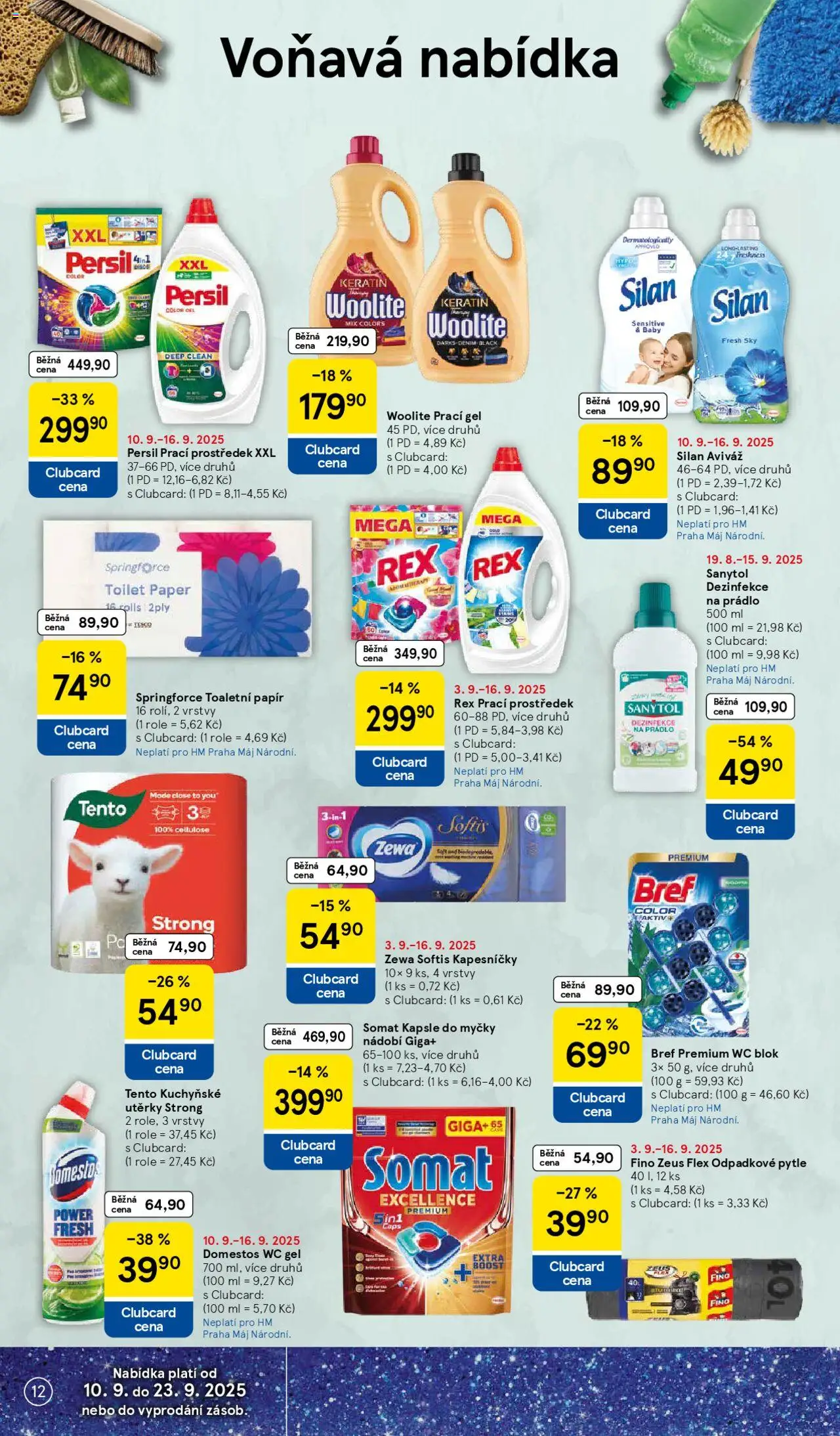 Tesco leták - Hypermarket od 10.09.2025 | Strana: 12 | Produkty: Prací gel, Utěrky, Somat, Sanytol