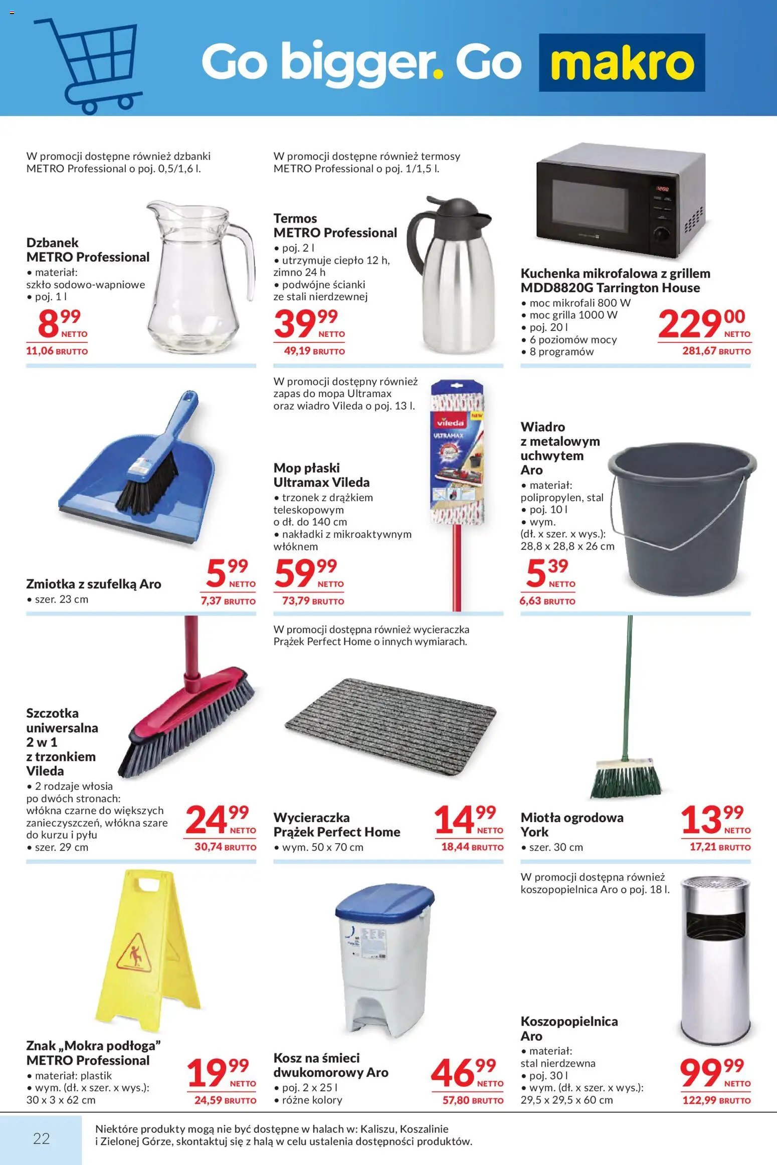 Makro Gazetka od 17.02.2026 | Strona: 22 | Produkty: Dzbanek, Kuchenka mikrofalowa, Kosz, Szczotka