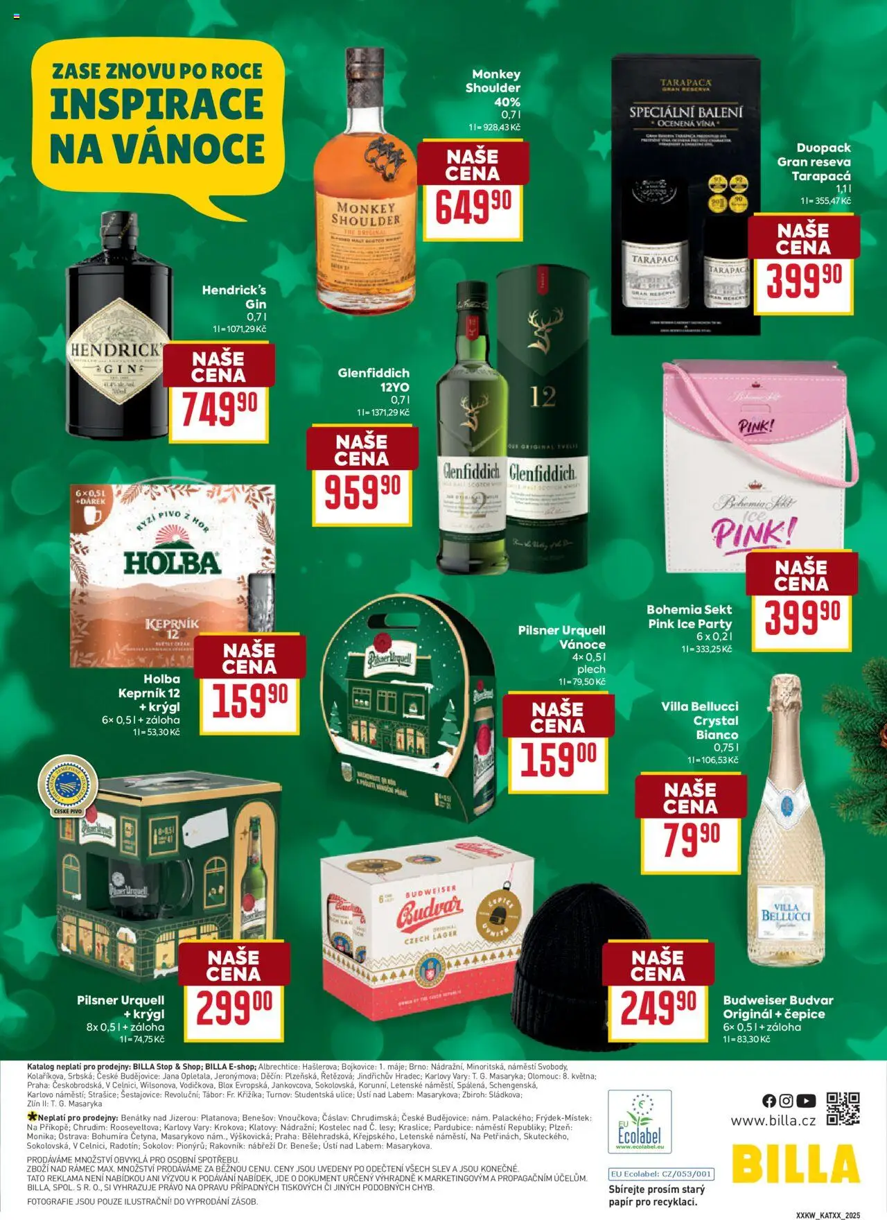 Billa leták - Vánoce Dry od 22.10.2025 | Strana: 8 | Produkty: Tarapaca, Čepice, Whisky, Pilsner Urquell