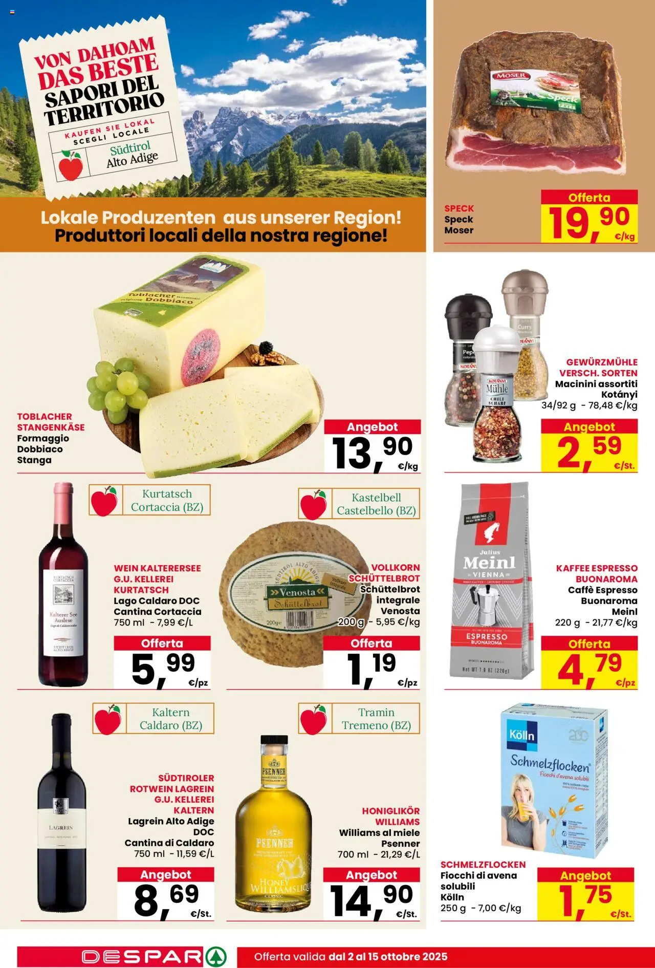 Volantino Despar del 02.10.2025 | Pagina: 12 | Prodotti: Caffè, Fiocchi, Formaggio, Miele