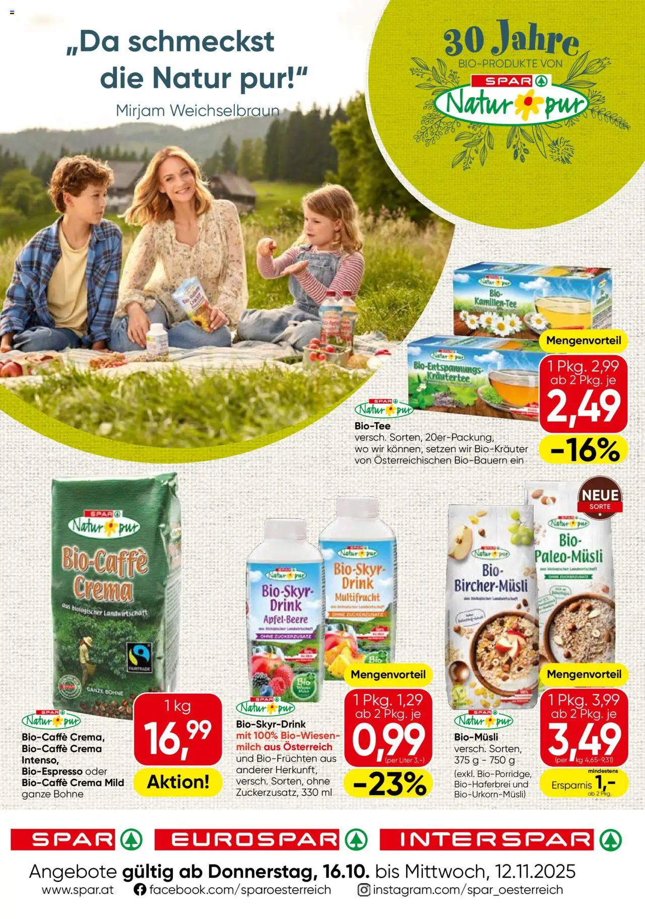 Spar Natur*pur - Oberösterreich gültig ab 16.10.2025 | Seite: 1 | Produkte: Milch