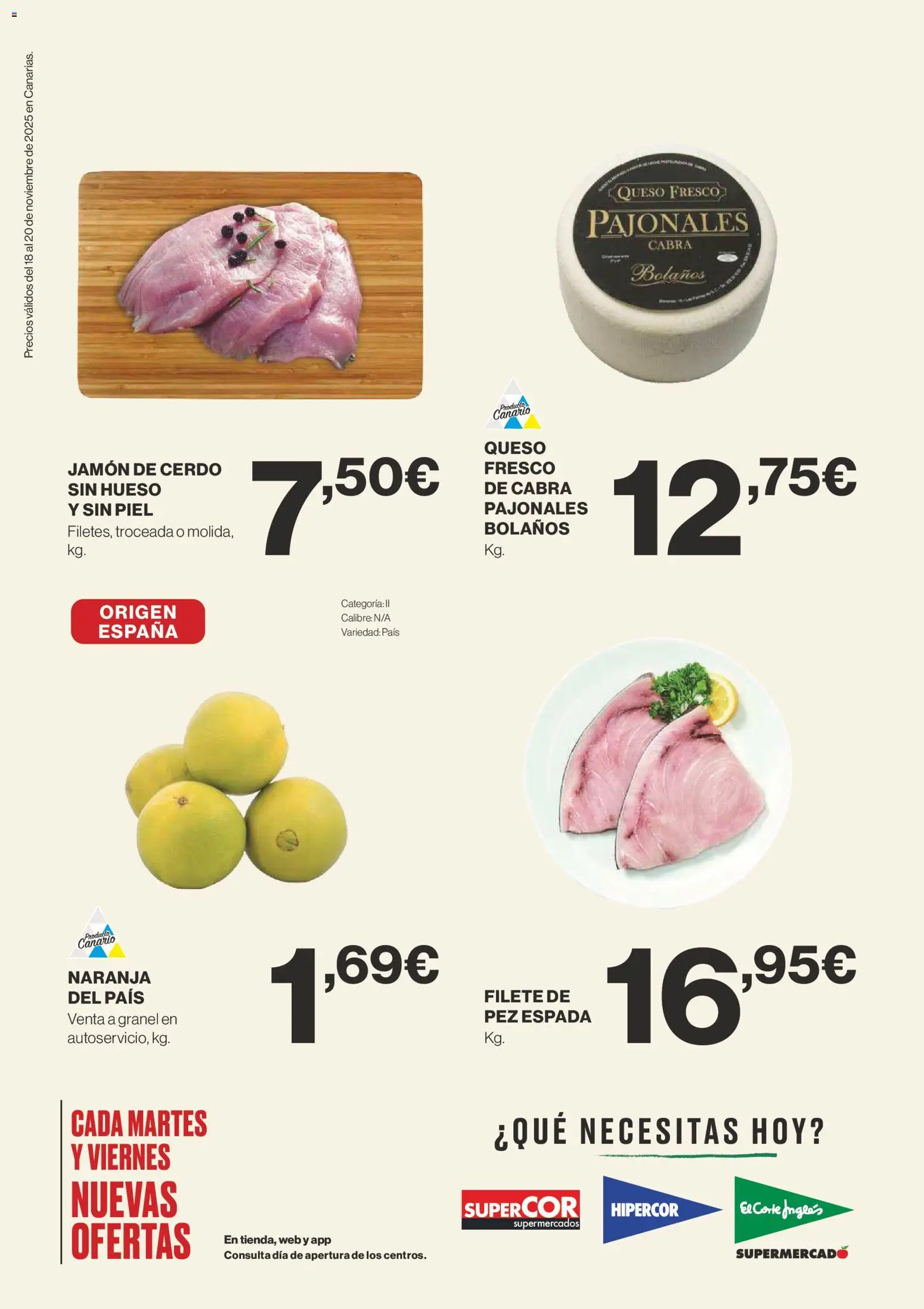 Supercor Canarias │ válido desde el 18.11.2025 | Página: 2 | Productos: Queso, Jamón, Queso fresco, Cerdo