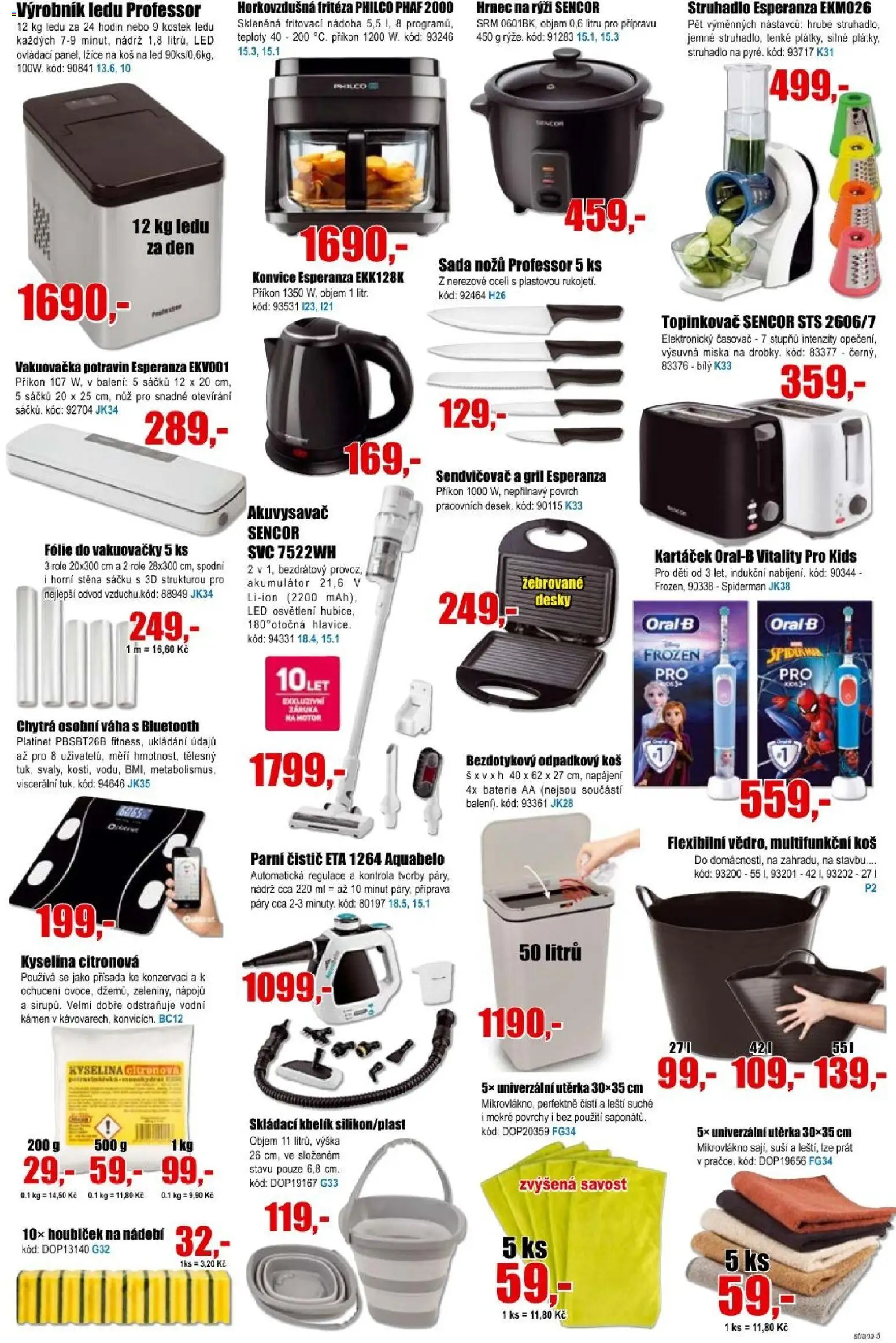 Eva supermarket leták od 25.03.2026 | Strana: 5 | Produkty: Lžíce, Parní čistič, Časovač, Odpadkový koš