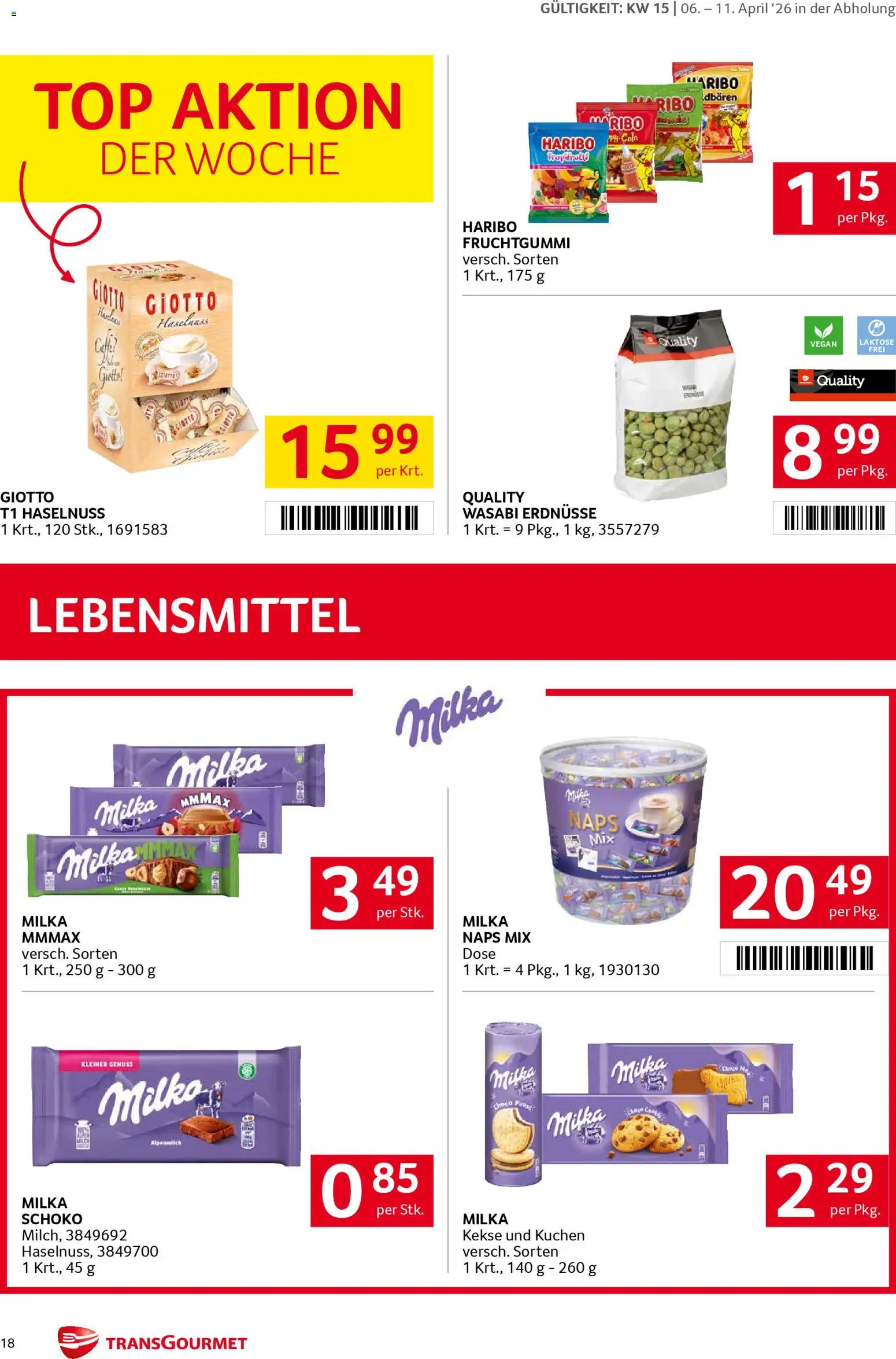 Transgourmet Flugblatt gültig ab 06.04.2026 | Seite: 18 | Produkte: Kekse, Папионка, Libacomb