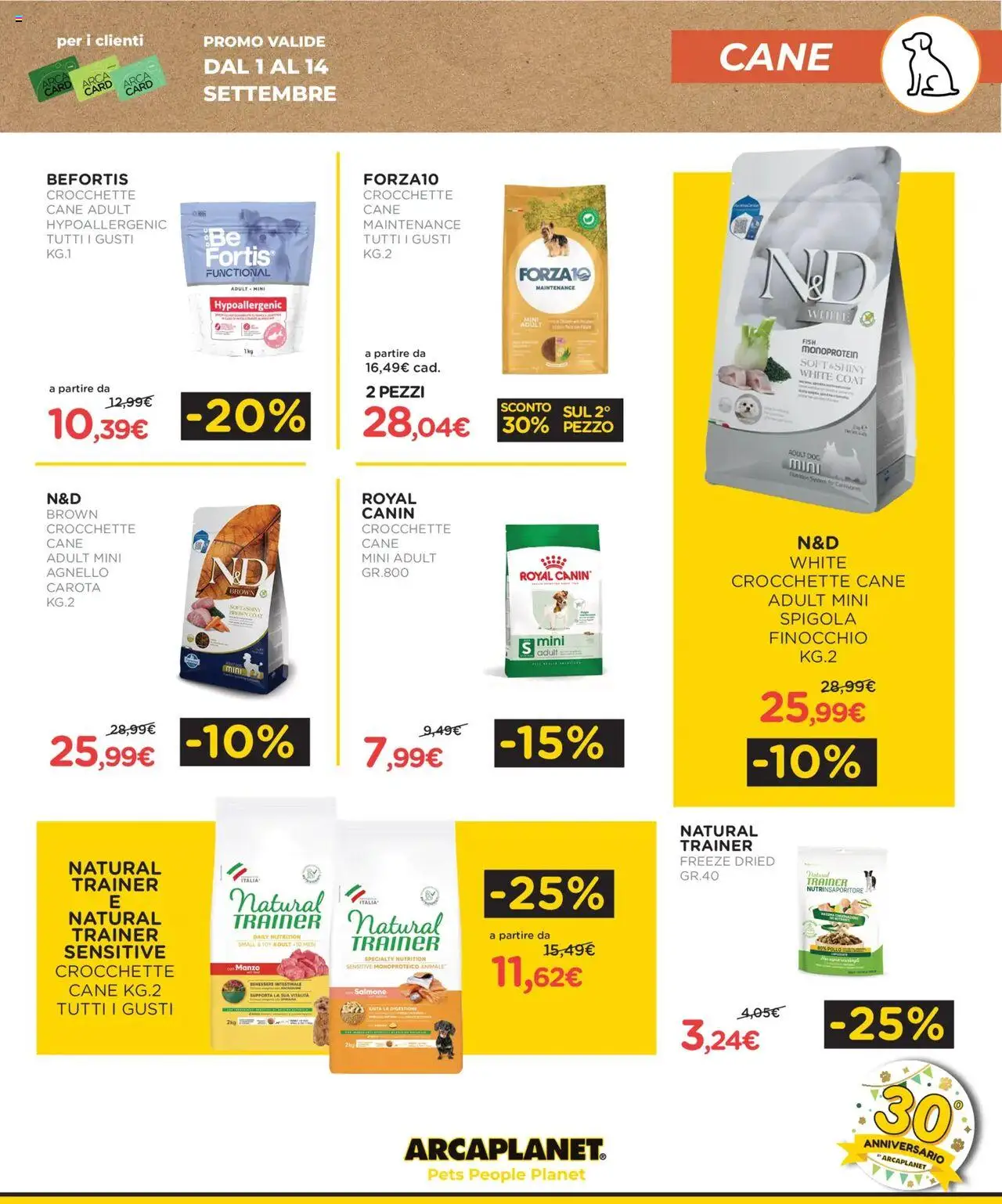 Volantino Arcaplanet del 01.09.2025 | Pagina: 7 | Prodotti: Salmone, Manzo, Carota, Spigola
