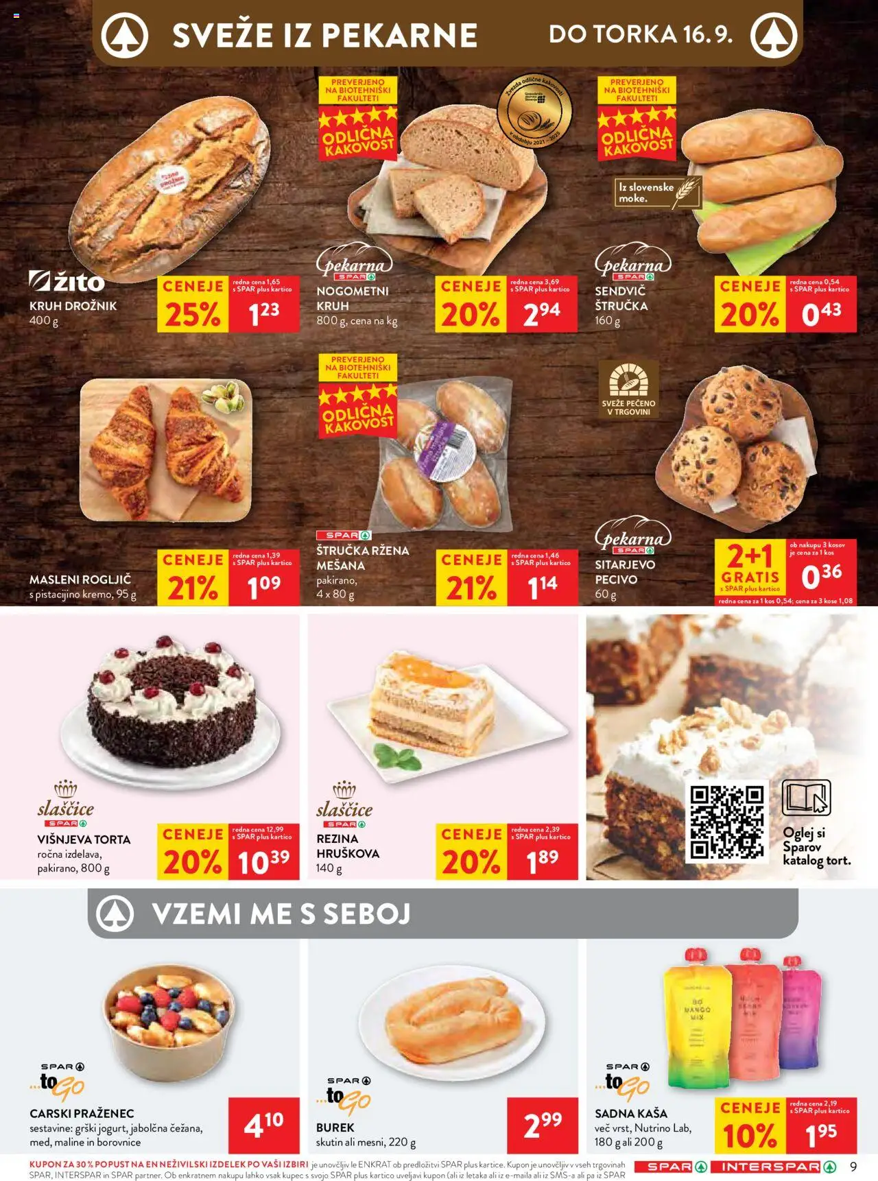 Novi Spar katalog ponudbe – veljaven od 10.09.2025 | Stran: 9 | Izdelki: Štručka, Pekarna, Borovnice, Maline