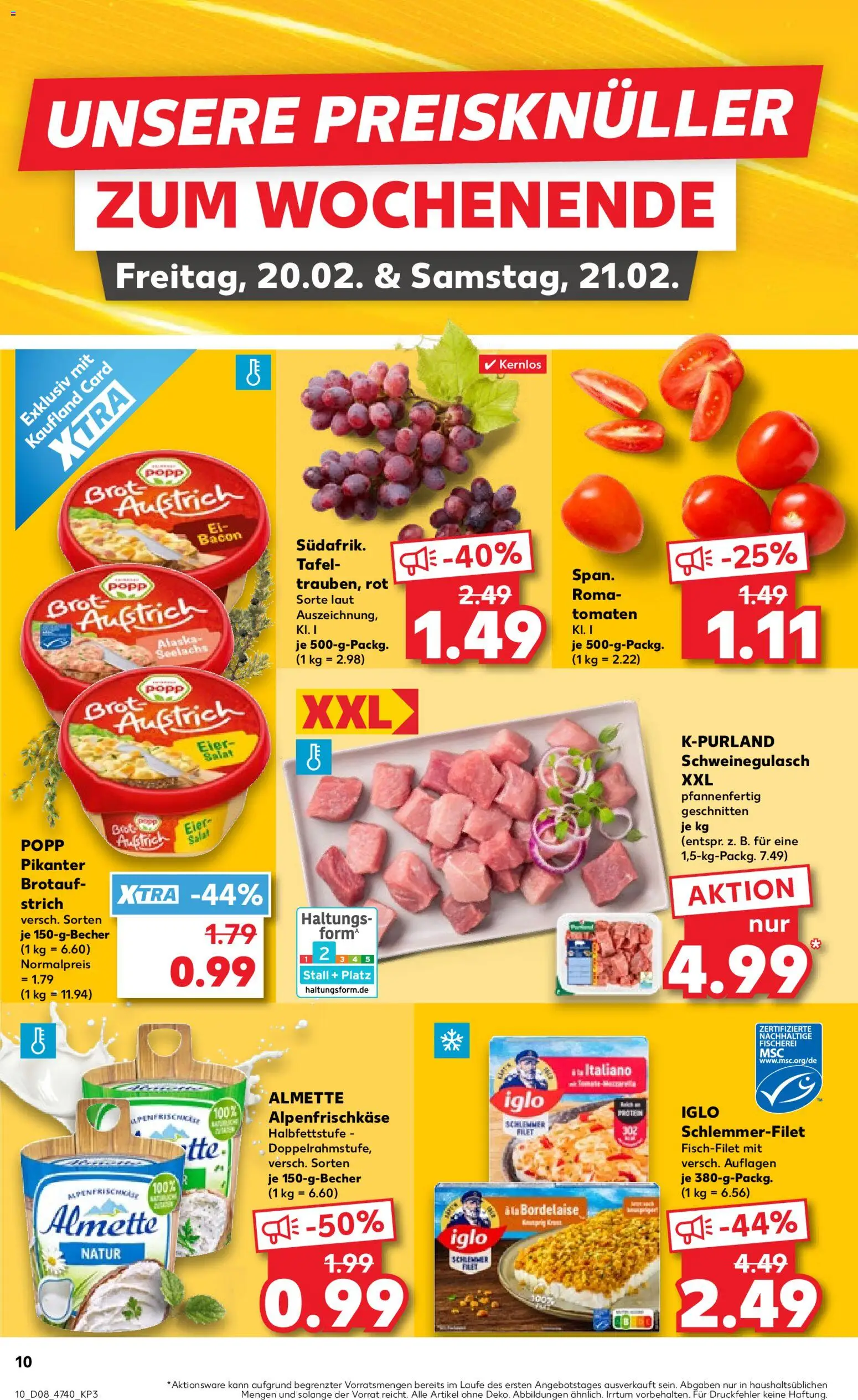 Kaufland prospekt Hannover	 – gültig ab 19.02.2026 | Seite: 10 | Produkte: Almette, Iglo, Tomaten, Brot