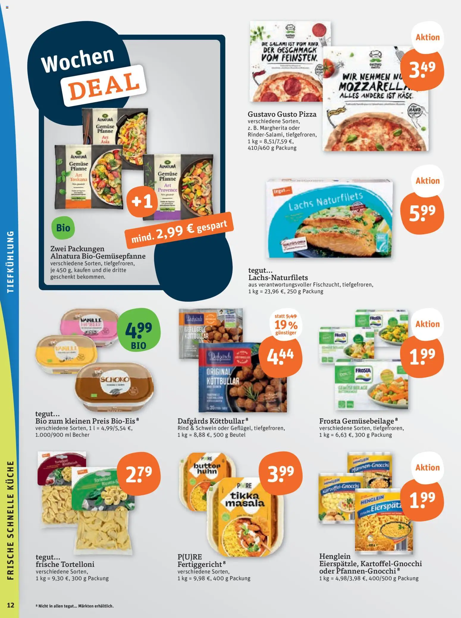Tegut Prospekt – gültig ab 10.11.2025 | Seite: 14 | Produkte: Frosta, Lachs, Gemüse, Pizza