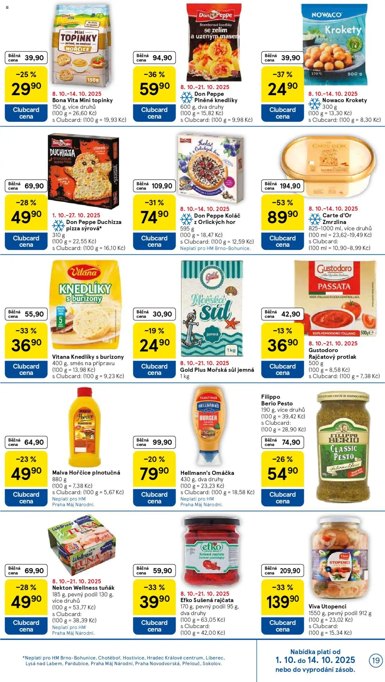 Tesco leták - Hypermarket od 08.10.2025 | Strana: 19 | Produkty: Tuňák, Carte D'Or zmrzlina, Hořčice, Carte d'or