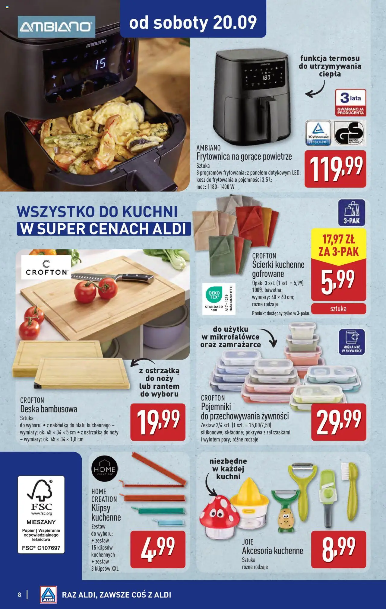 Aldi Gazetka - Hity od Środy i od Soboty od 17.09.2025 | Strona: 8 | Produkty: Ścierki kuchenne, Kosz