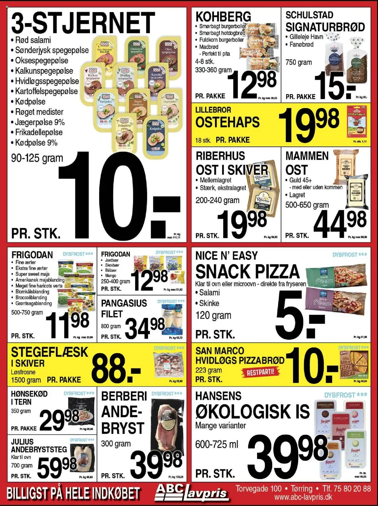 Abc Lavpris tilbudsavis – gyldig fra 08.10.2025 | Side: 5 | Produkter: Skinke, Pizza, Hotdogbrød, Ærter