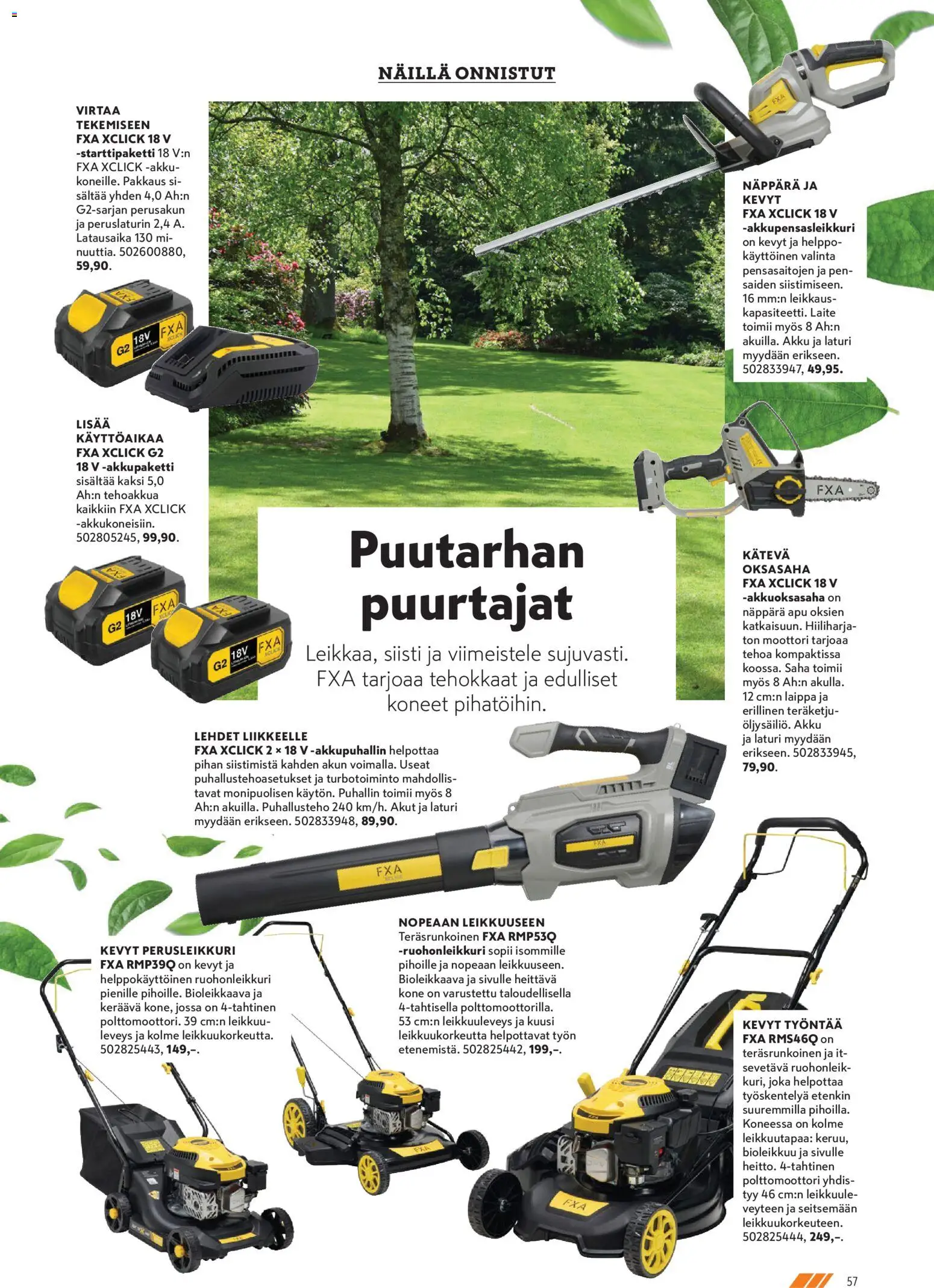 K-Rauta tarjoukset - Pihalla  – voimassa 01.04.2026 alkaen | Sivu: 57 | Tuotteet: Ruohonleikkuri, Akku, Laturi