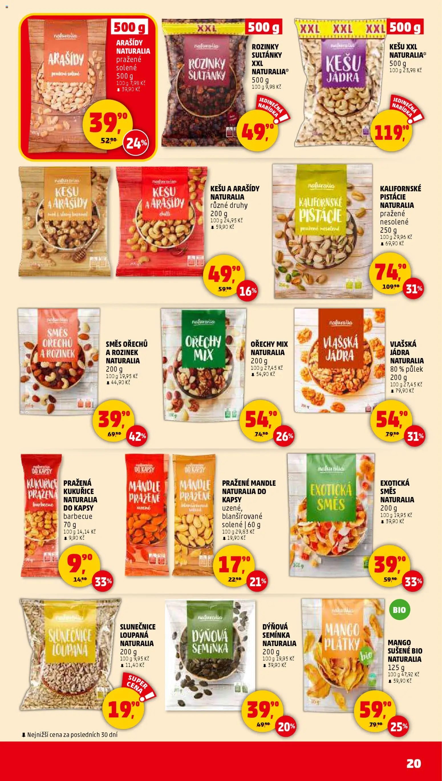 Penny Market leták - Čtvrtečník od 29.01.2026 | Strana: 20 | Produkty: Rozinky, Mango, Pistácie, Arašídy