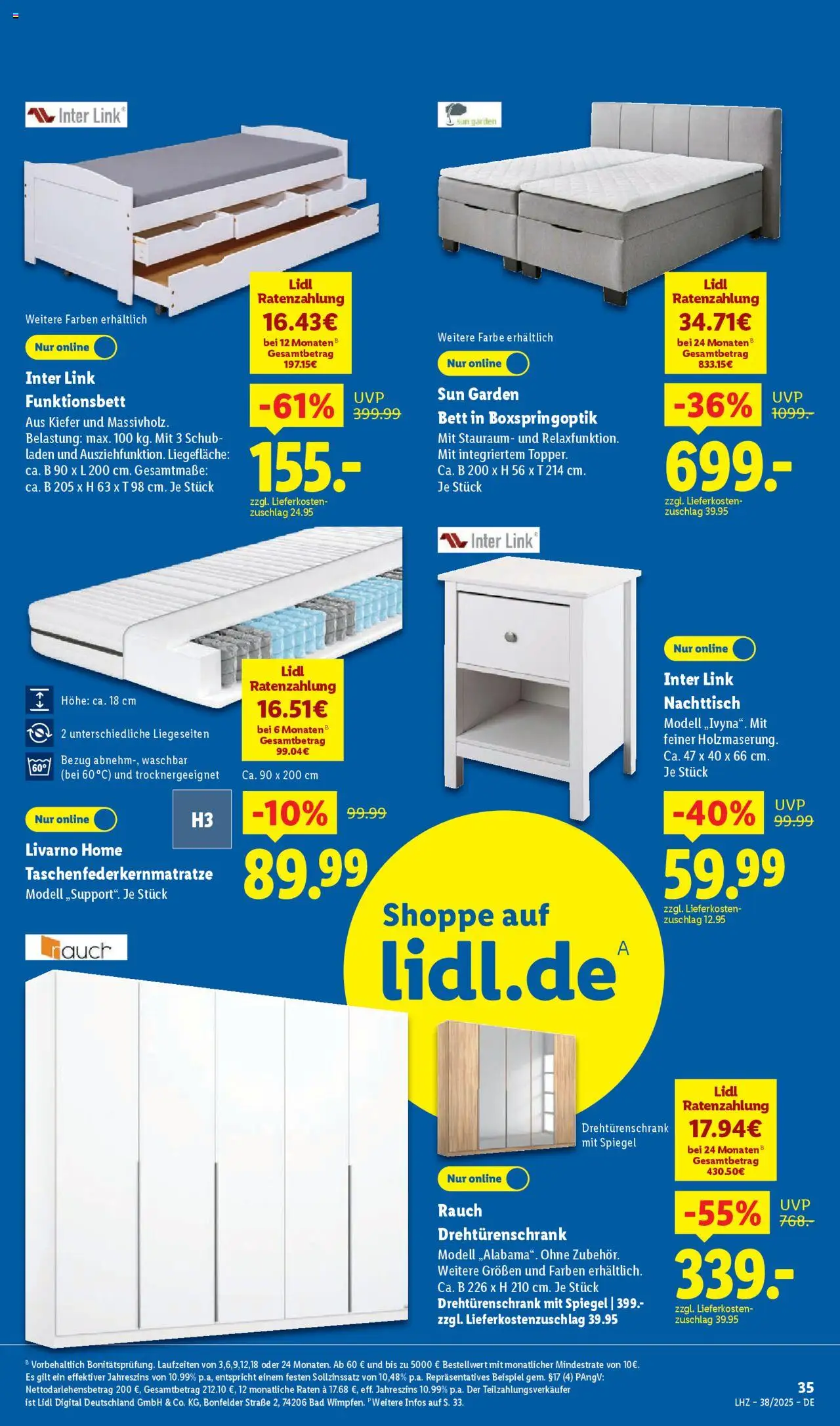 Lidl Prospekt Zossen – gültig ab 15.09.2025 | Seite: 7 | Produkte: Bett, Nachttisch, Bad, Spiegel
