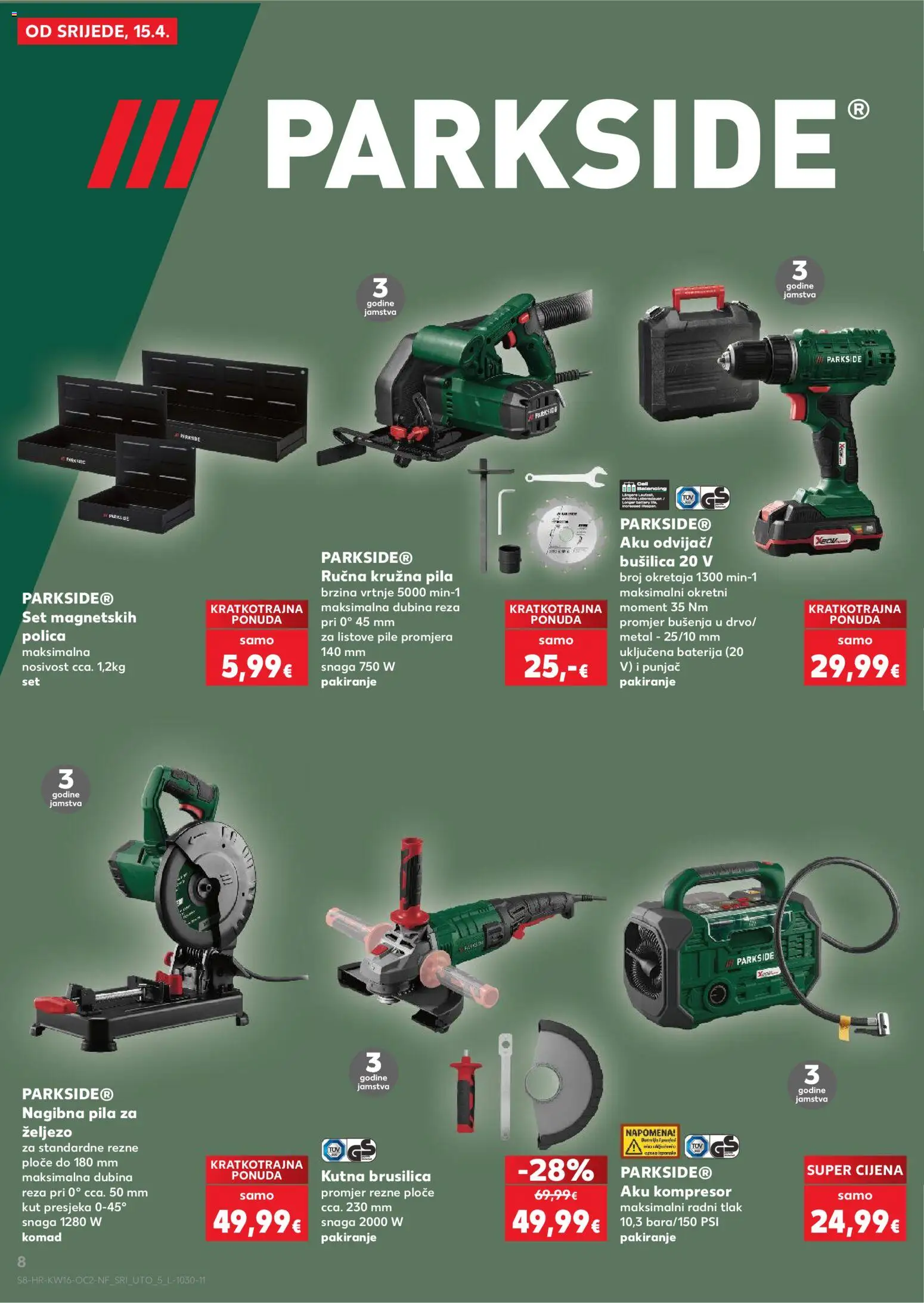 Kaufland katalog | vrijedi od 15.04.2026 | Stranica: 8 | Proizvodi: Polica, Kompresor, Pila, Bušilica