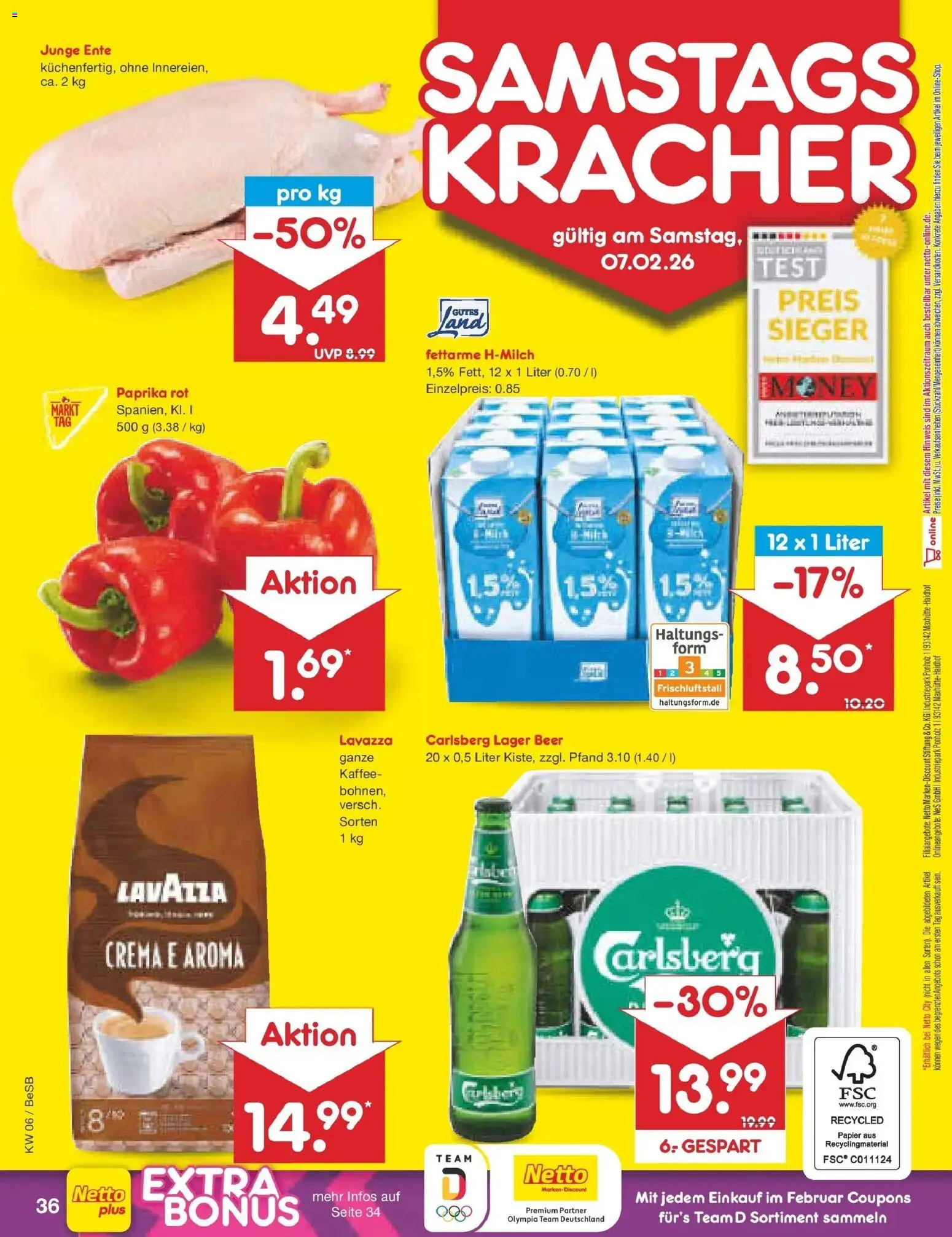 Netto Marken-Discount prospekt Kremmen	 – gültig ab 02.02.2026 | Seite: 48 | Produkte: Lavazza, Carlsberg, Paprika rot, Paprika
