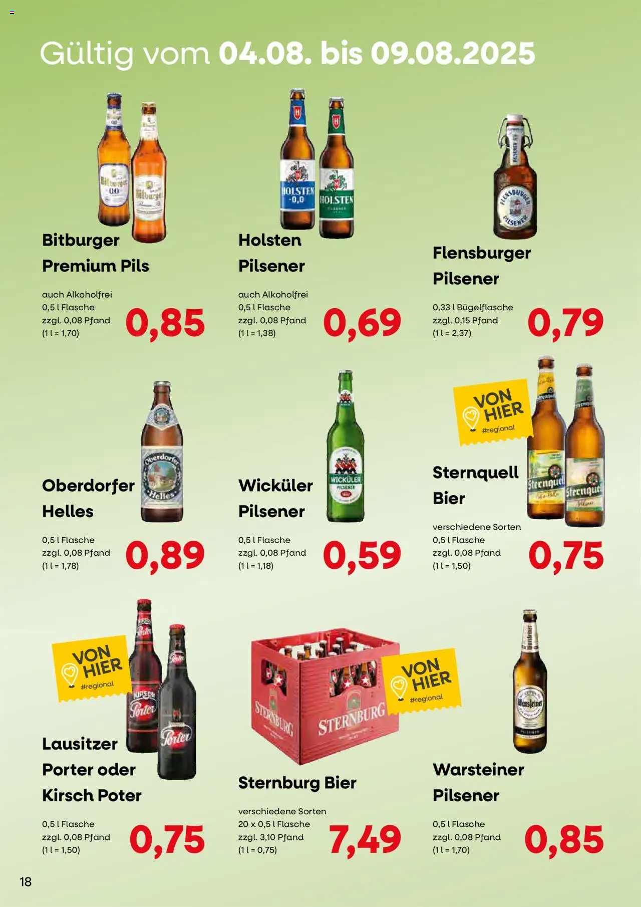 KONSUM Leipzig - Nah. Frisch. Freundlich. - gültig ab dem 28.07.2025 | Seite: 18 | Produkte: Bier, Pils, Holsten, Warsteiner