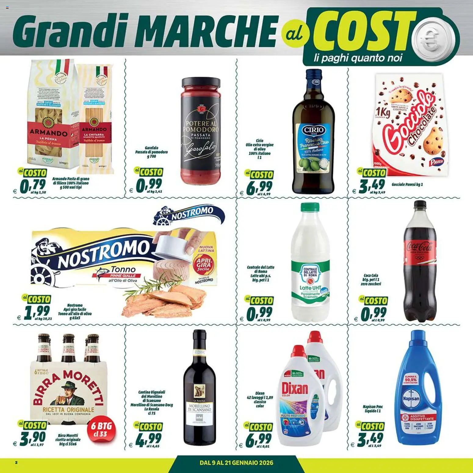 Volantino Elite Supermercati del 09.01.2026 | Pagina: 2 | Prodotti: Birra, Pomodoro, Pinne, Coca Cola
