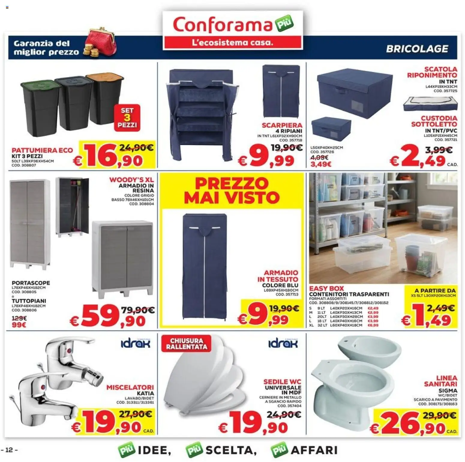 Volantino Conforama del 09.04.2026 | Pagina: 12 | Prodotti: Pavimento, Armadio, Scatola, WC