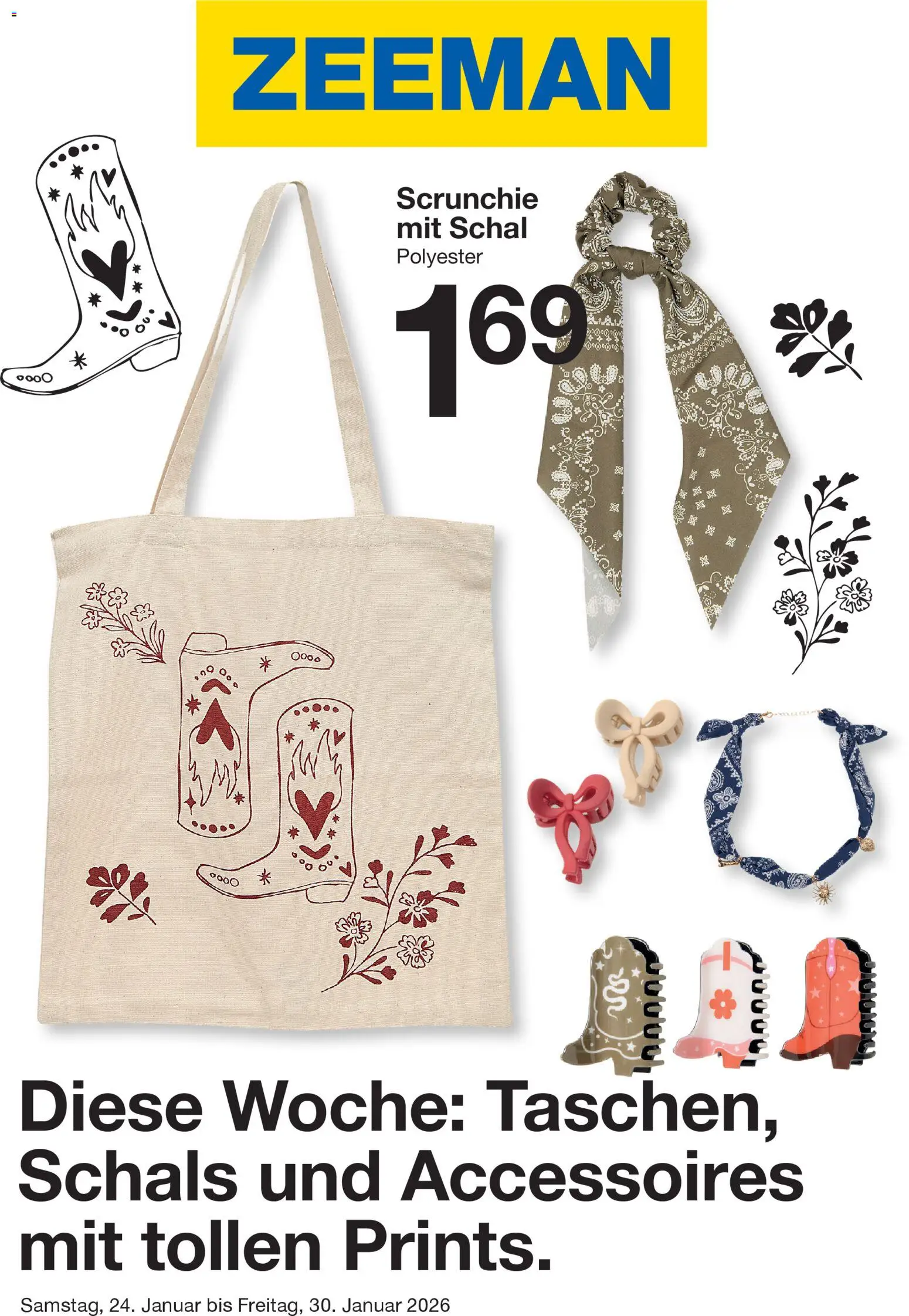 Zeeman Prospekt 	 – gültig ab 24.01.2026 | Seite: 1 | Produkte: Schal