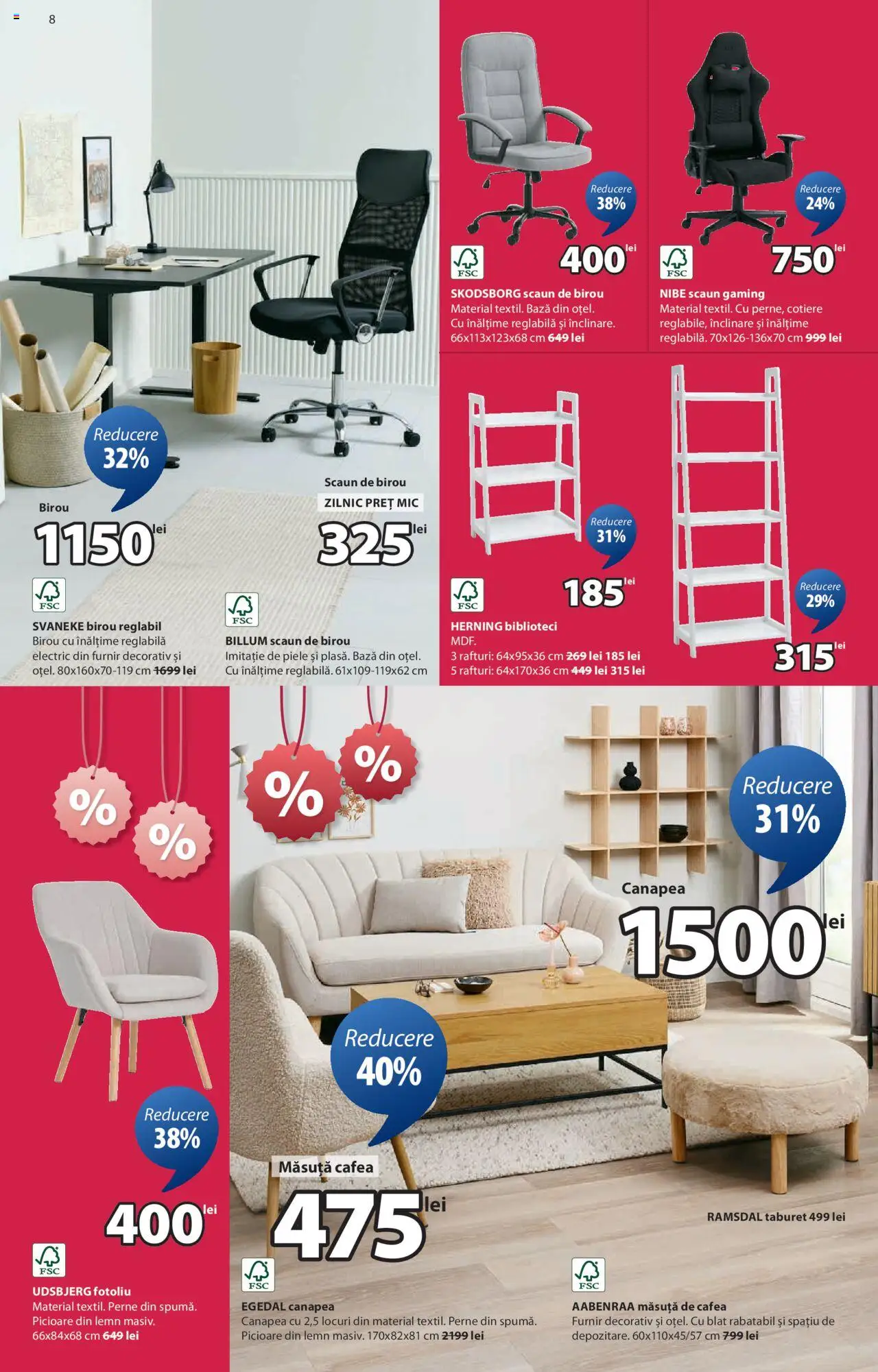 Catalog JYSK – valabil de la 05.06.2025 | Pagină: 8 | Produse: Scaun gaming, Scaun, Măsuță de cafea, Scaun de birou