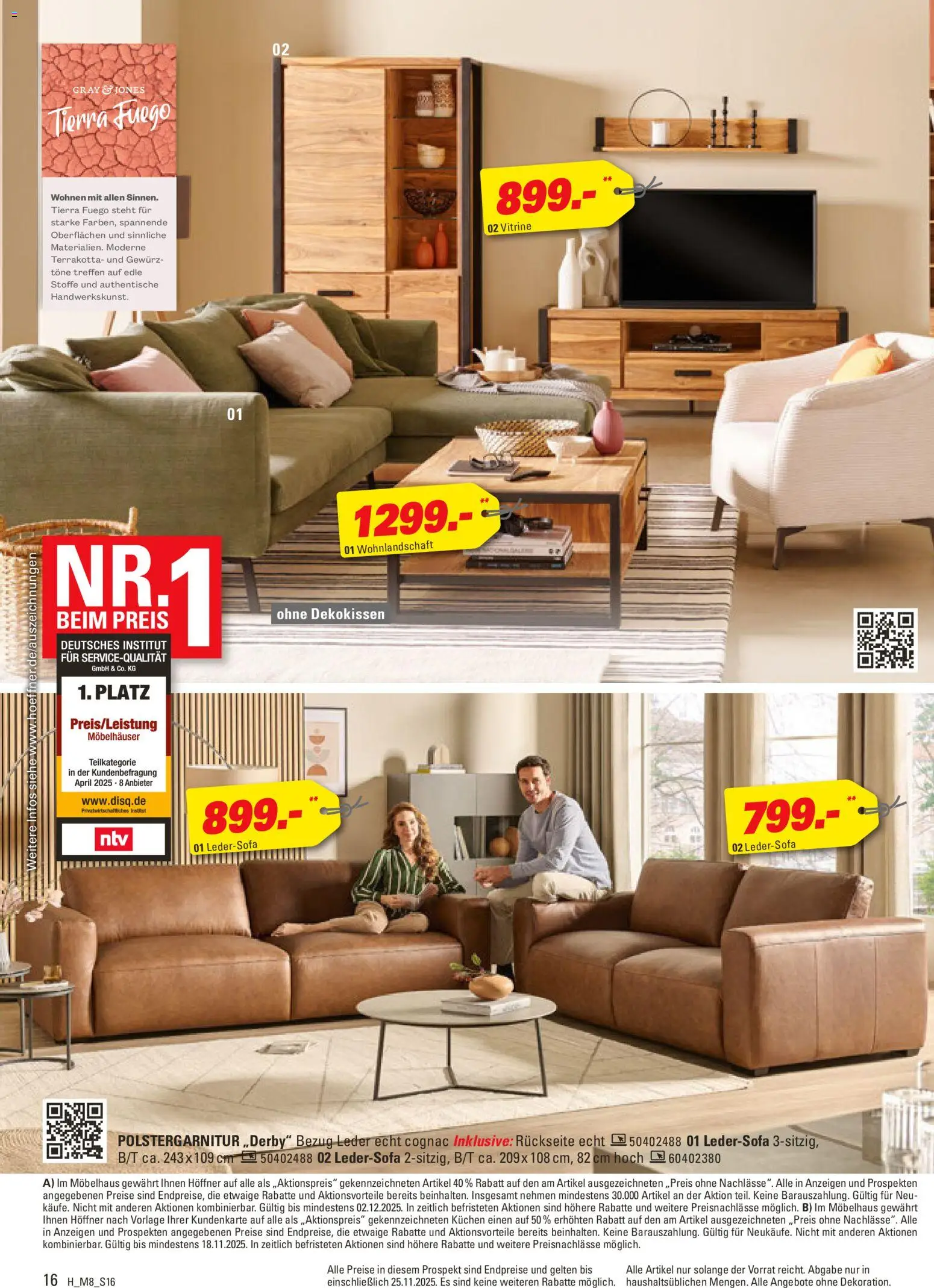 Höffner Prospekt 	 – gültig ab 12.11.2025 | Seite: 16 | Produkte: Wohnlandschaft, Ledersofa, Vitrine, Kuchen