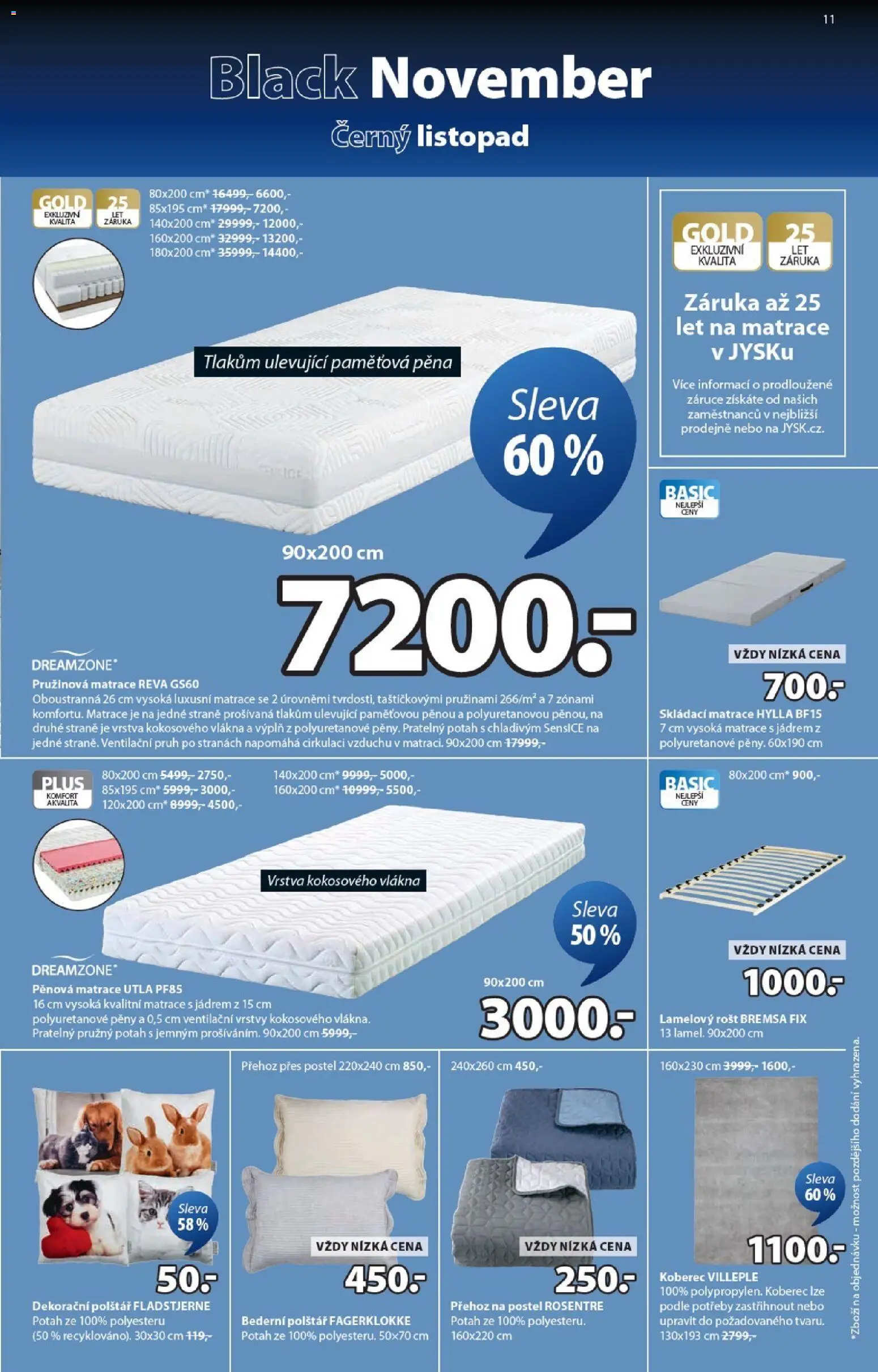 JYSK Black Friday od 03.11.2025 | Strana: 11 | Produkty: Skládací matrace, Matrace, Polštář, Koberec