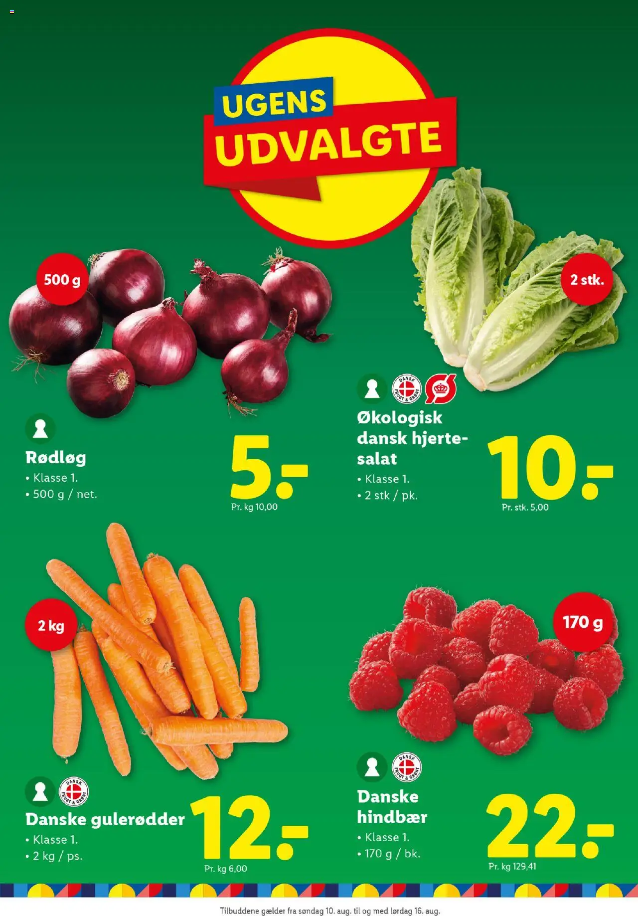 Lidl Tilbudsavis gyldig fra 14.08.2025 | Side: 15 | Produkter: Gulerødder, Rødløg, Salat, Hindbær