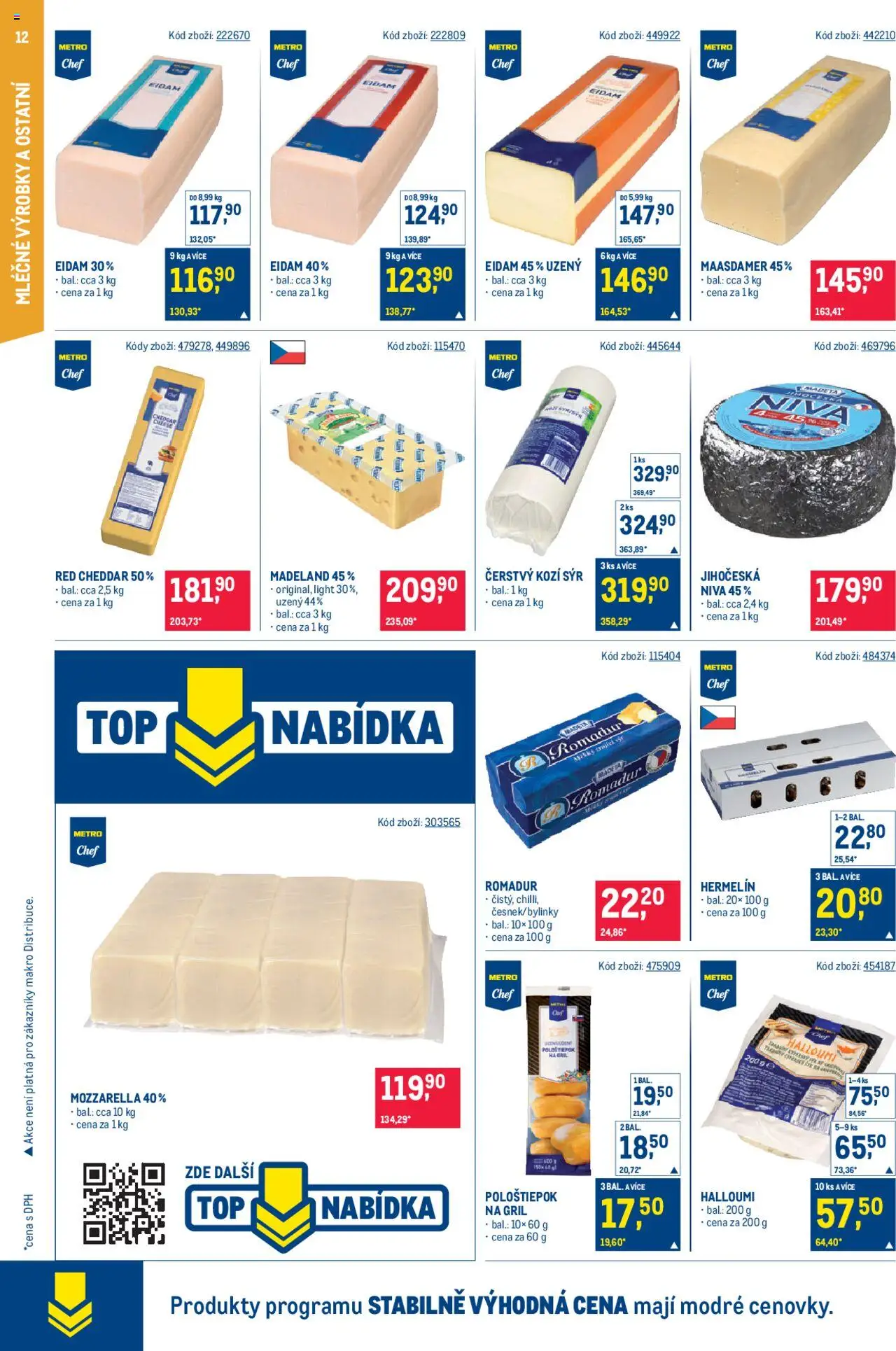 Makro leták - Gastronomie od 10.09.2025 | Strana: 12 | Produkty: Maasdamer, Romadur, Halloumi, Kozí sýr