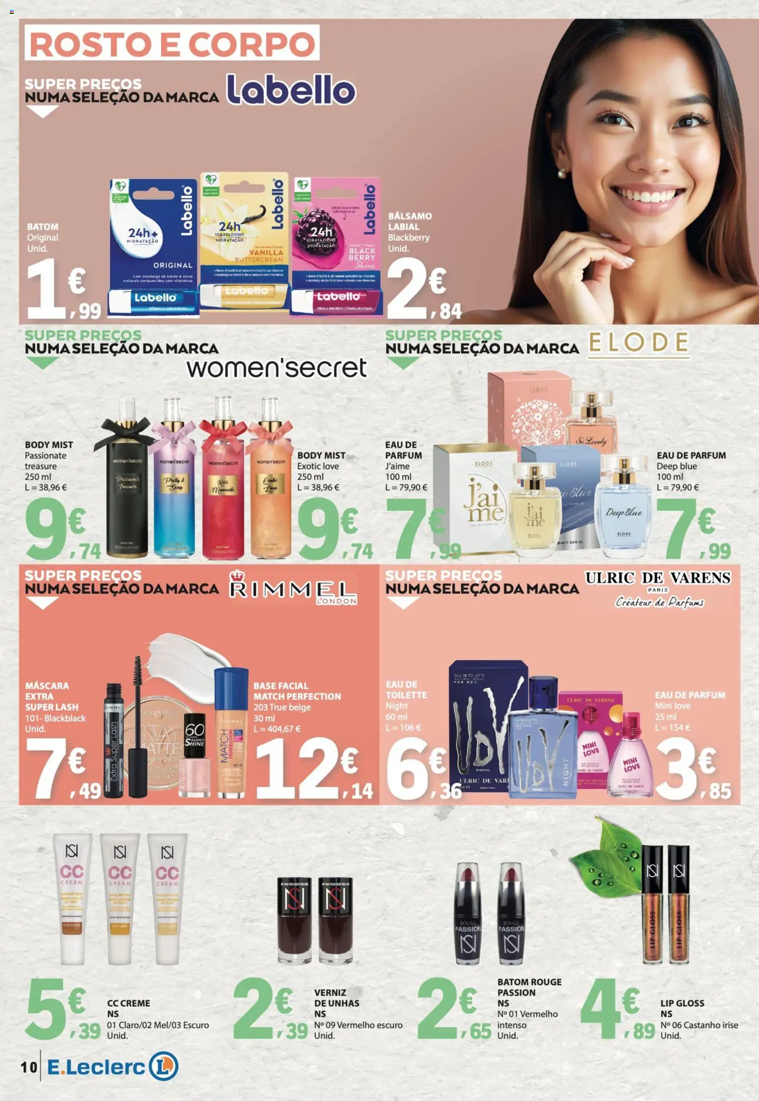 E.Leclerc folheto Especial Beleza │ válido de 07.04.2026 | Página: 10 | Produtos: Batom, Base, Verniz, Creme