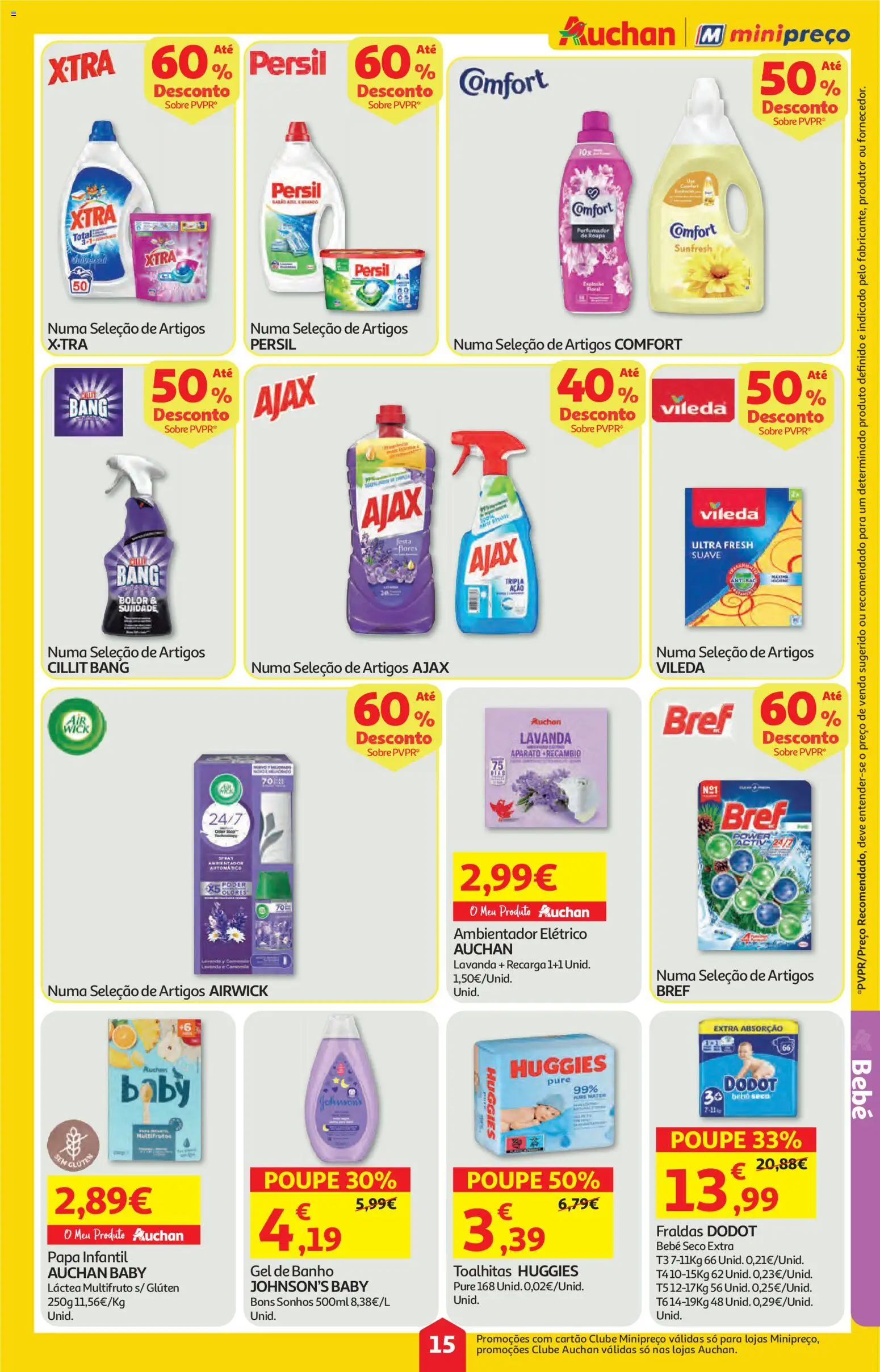 Auchan folheto │ válido de 08.01.2026 | Página: 15 | Produtos: Fraldas, Fraldas dodot, Gel de banho, Banho