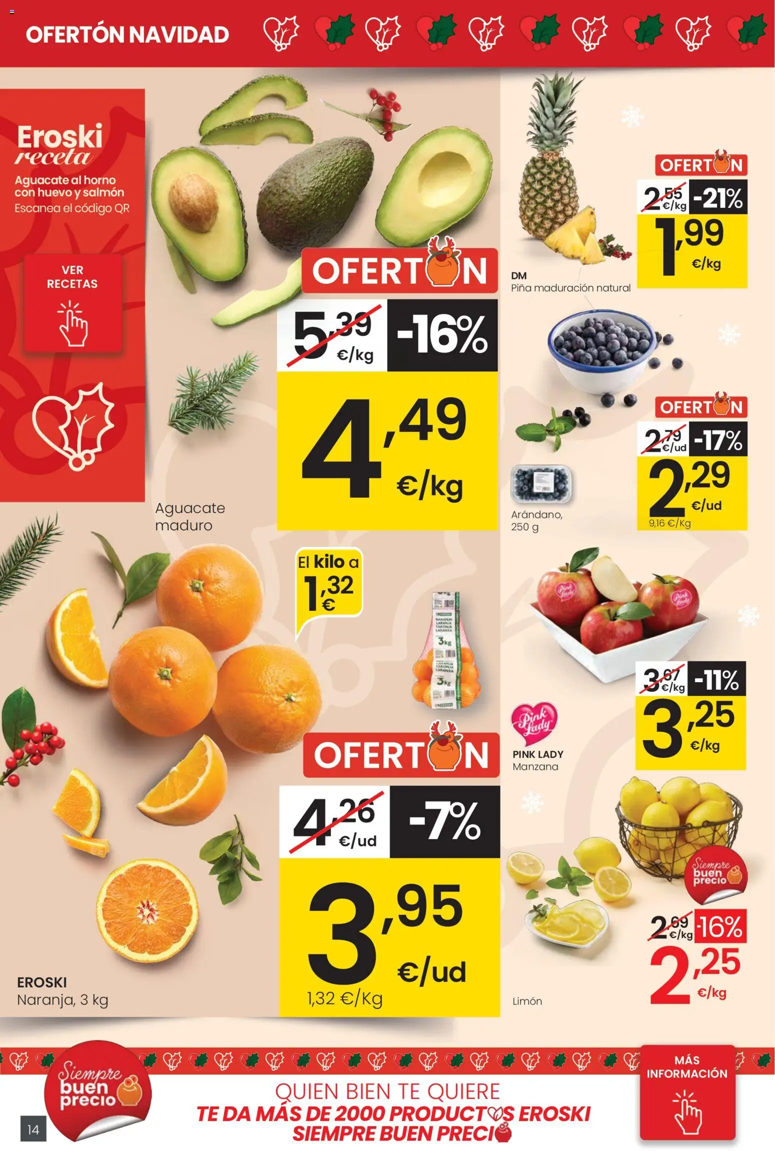 Eroski - Ofertón Navidad  │ válido desde el 27.11.2025 | Página: 14 | Productos: Piña, Manzana, Té, Horno