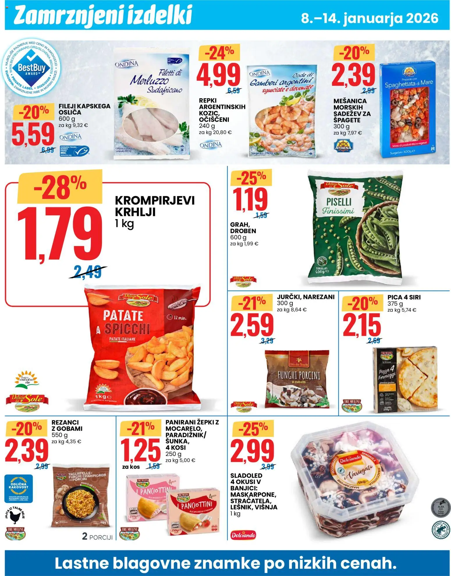 Novi Eurospin katalog ponudbe – veljaven od 08.01.2026 | Stran: 4 | Izdelki: Kos, Pica, Ribe, Sladoled