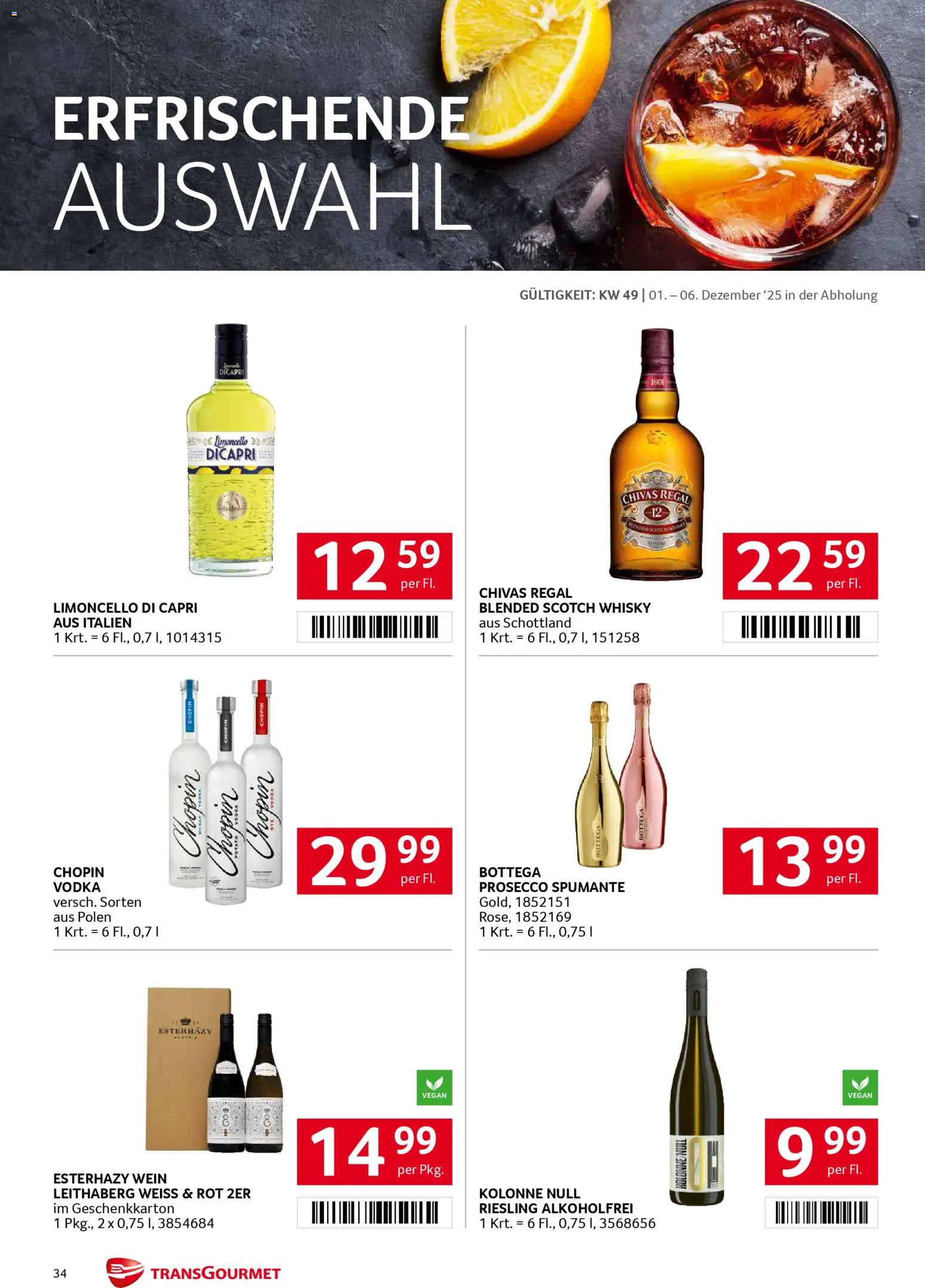 Transgourmet Flugblatt gültig ab 01.12.2025 | Seite: 34 | Produkte: Regal, Wein