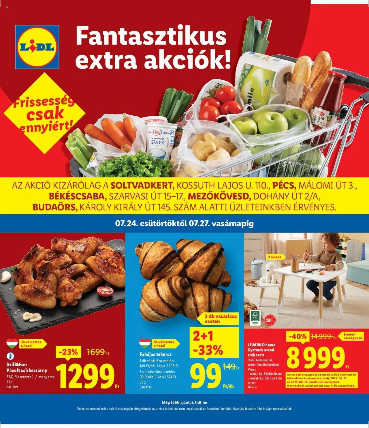 Lidl akciós ujság - amely érvényes a következő dátumtól: 24.07.2025 | Oldal: 1 | Termékek: Asztal, Szék, Székek